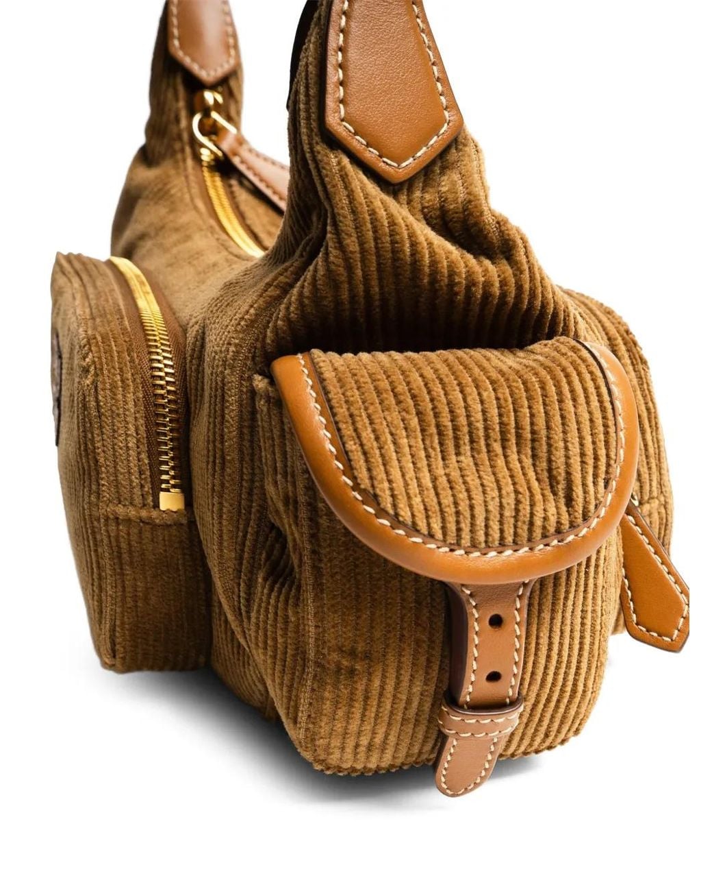 Miu Miu Metallic Sac Porté Épaule En Velours Côtelé