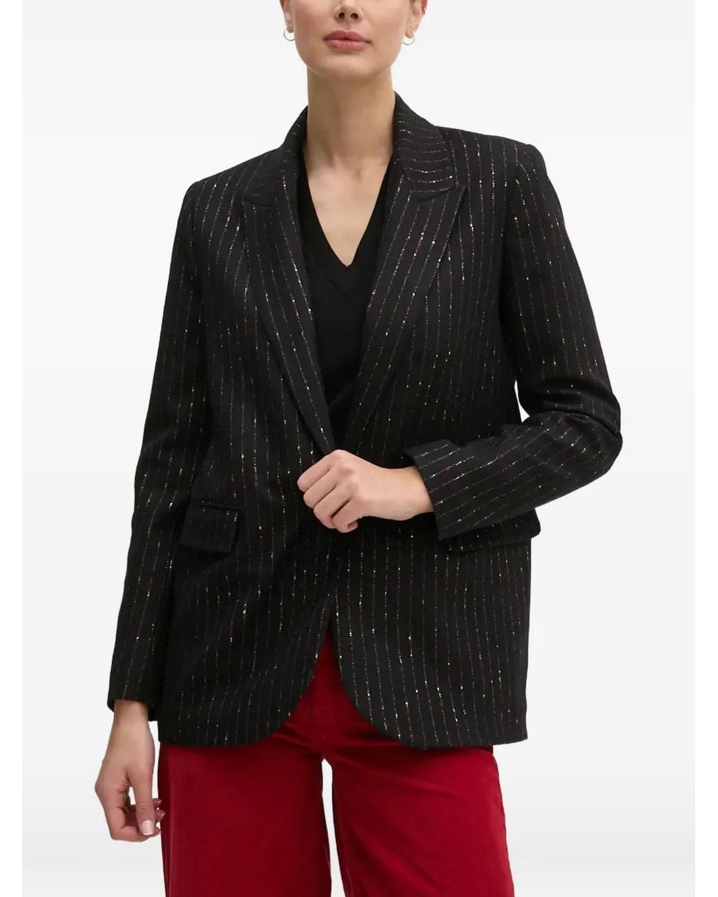 La Petite Francaise Black Veritable Striped Button Blazer