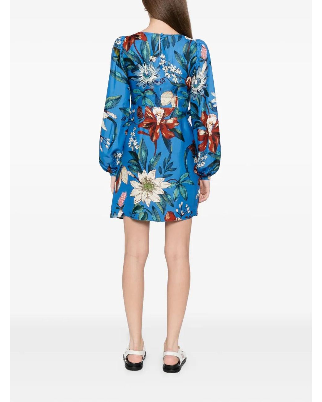 Farm Rio Blue Surreal Flowers Wrap Dress