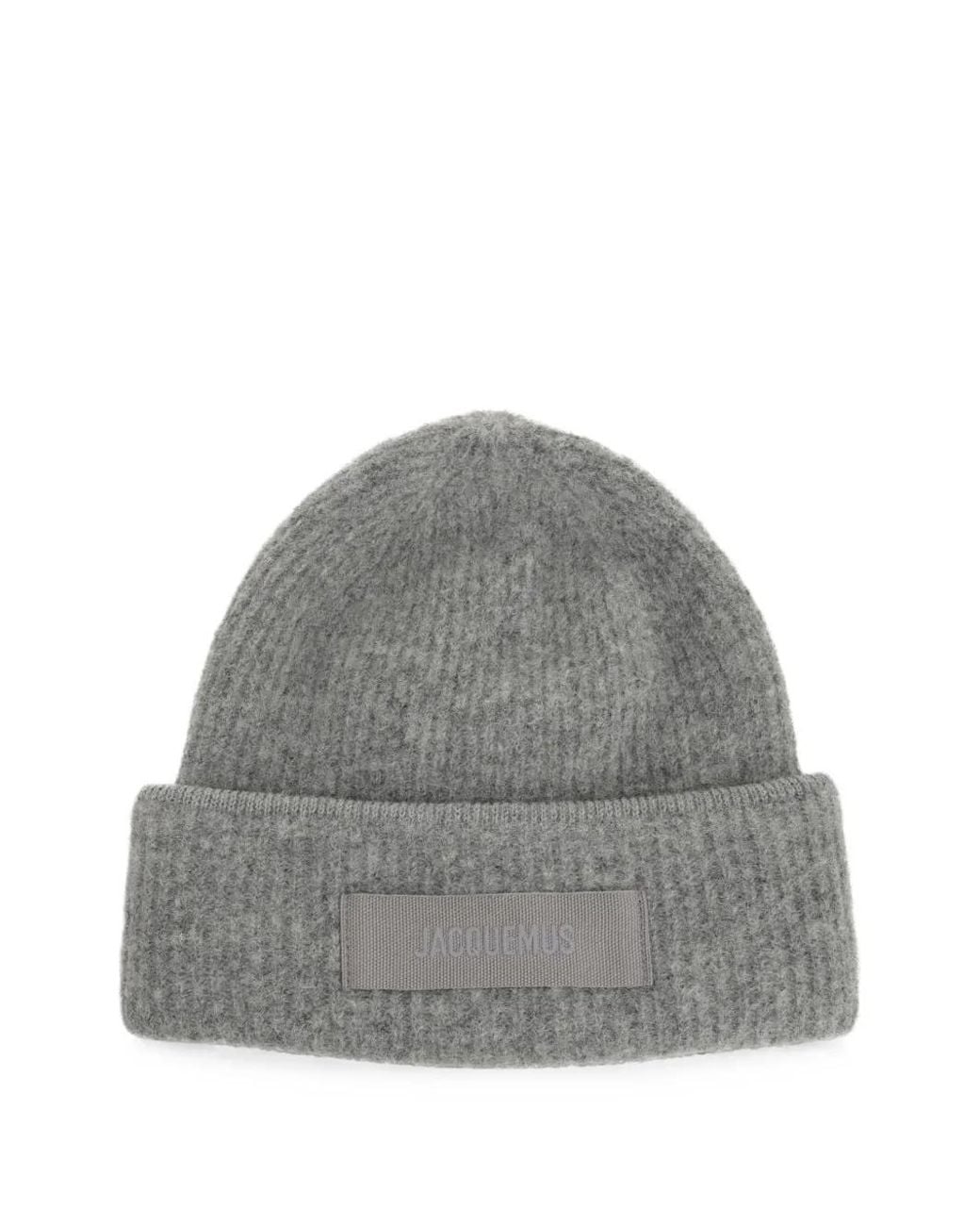 Jacquemus Gray Le Bonnet Logo-Patch Beanie Hat