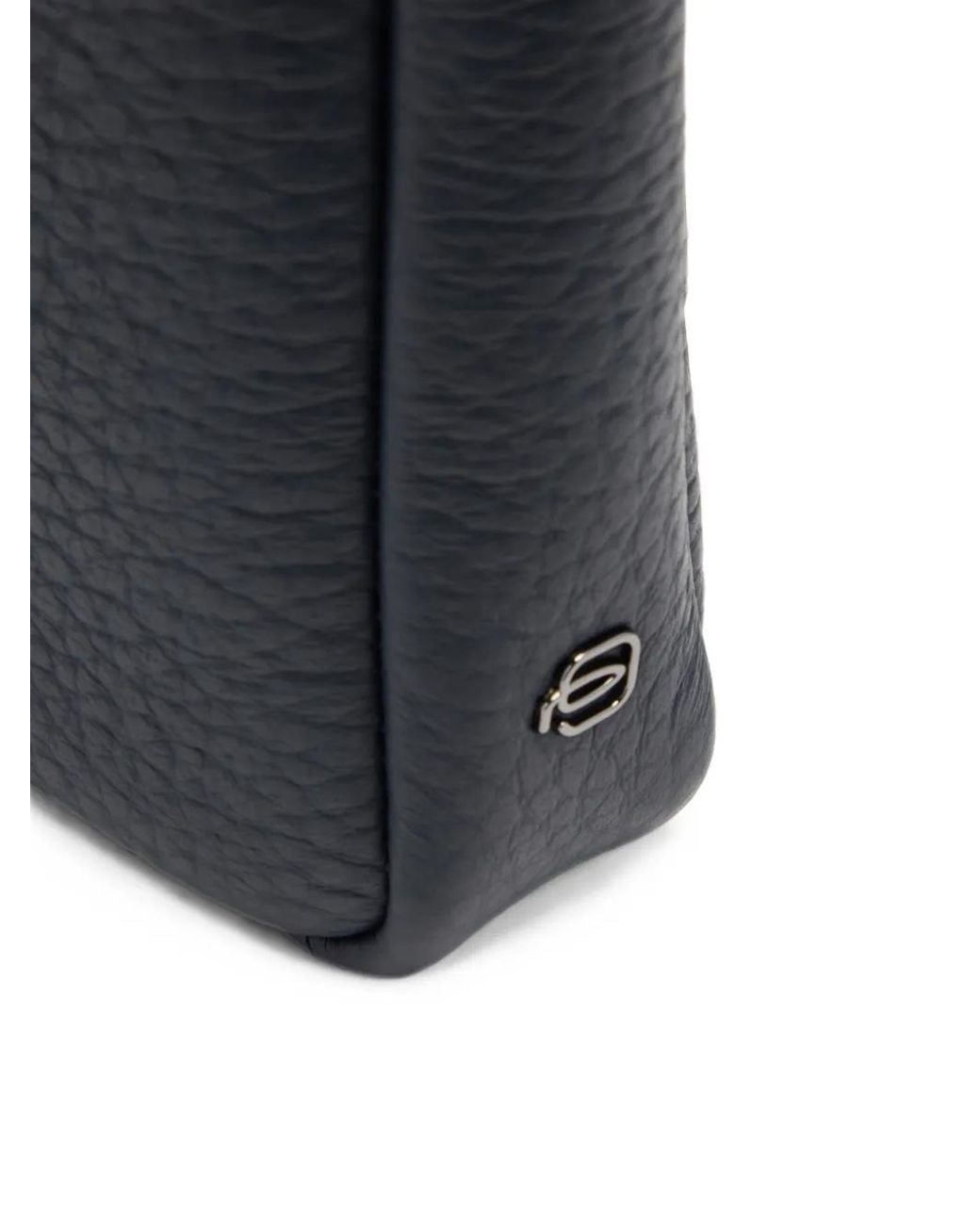 Piquadro Blue Buckle-Fastening Leather Laptop Bag for men