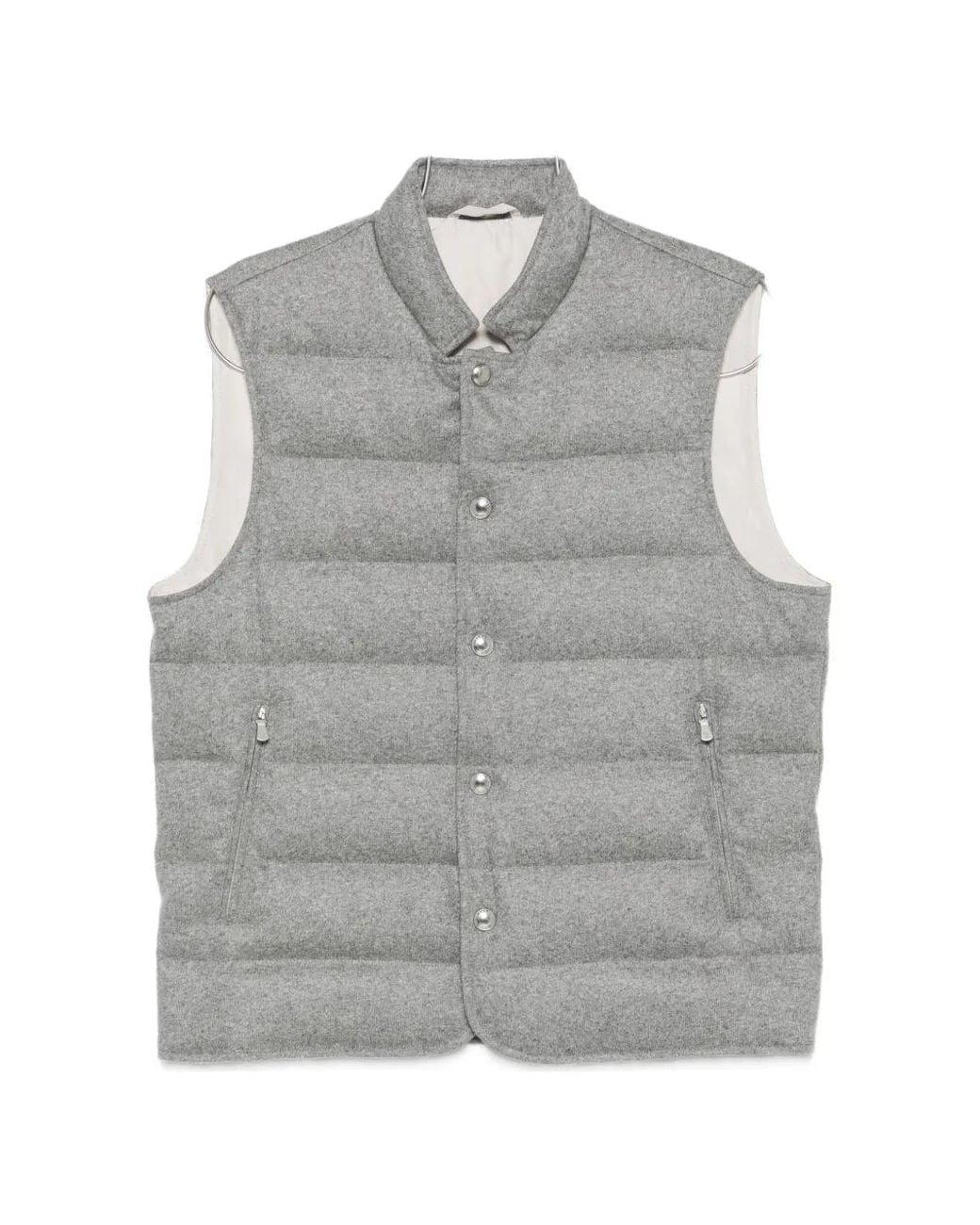Eleventy Gray Quilted High-Neck Gilet for men