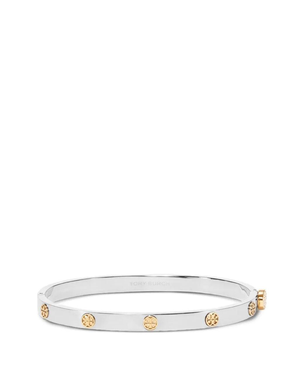 Tory Burch White Thin Icon Hinge Bracelet