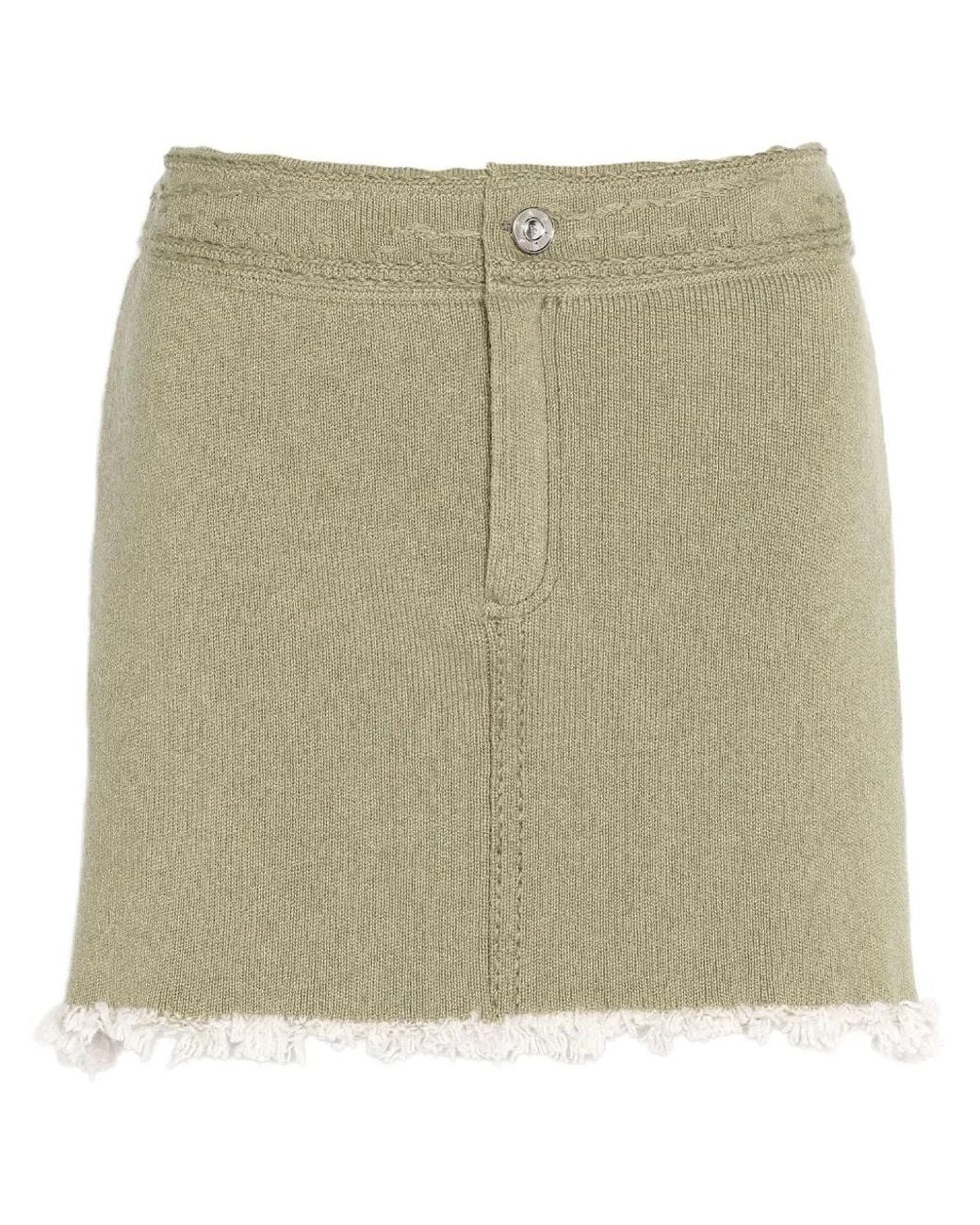 Barrie Green Frayed-Hem Mini Skirt
