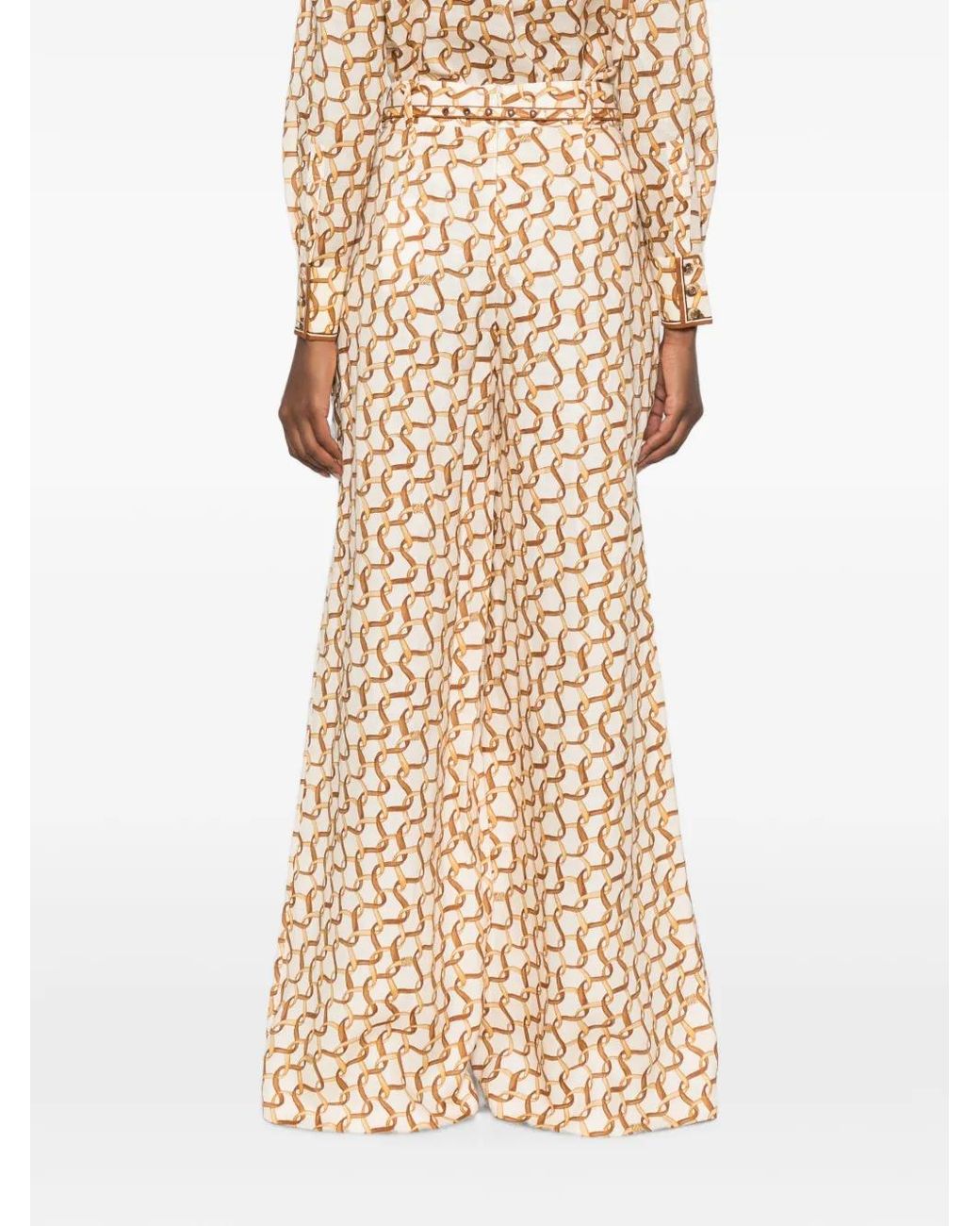 Zimmermann Natural Belted Wide Leg Pants