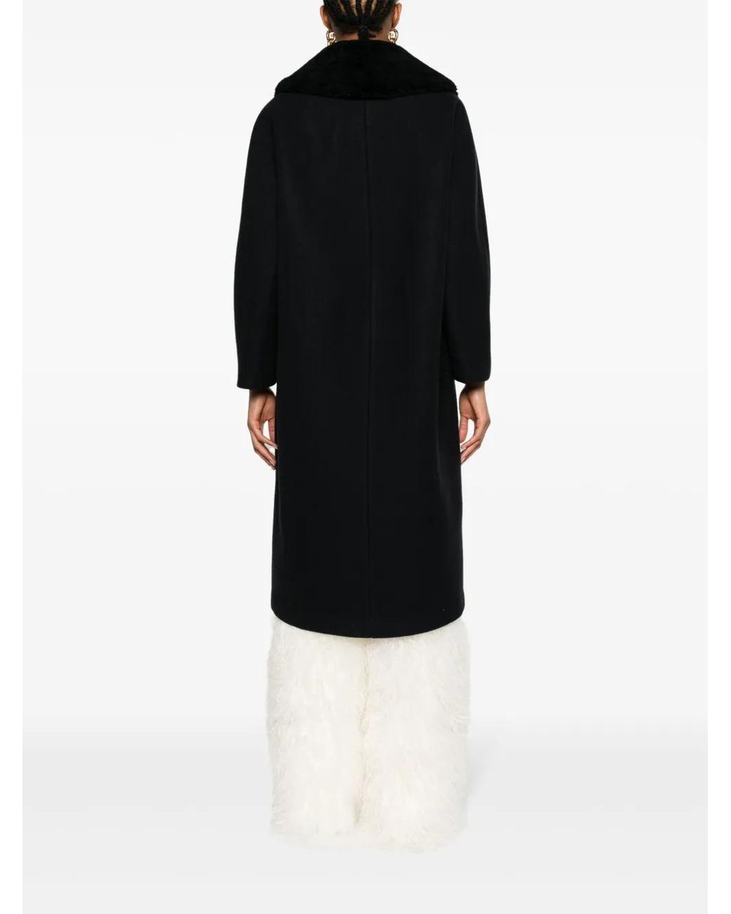 Yves Salomon Black Belted Felted-Wool Coat