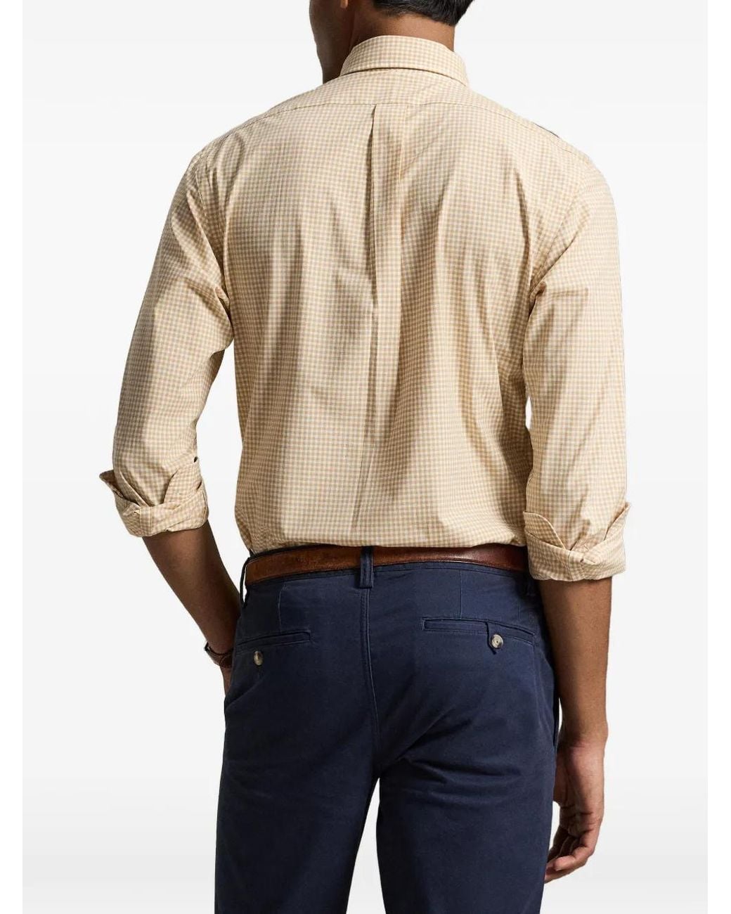 Polo Ralph Lauren White Custom Fit Gingham Stretch-Poplin Shirt for men