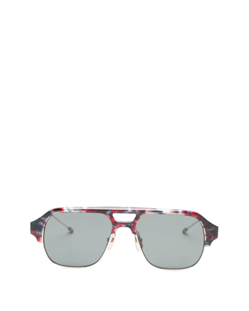 Thom Browne Metallic Patterned Pilot-Frame Sunglasses