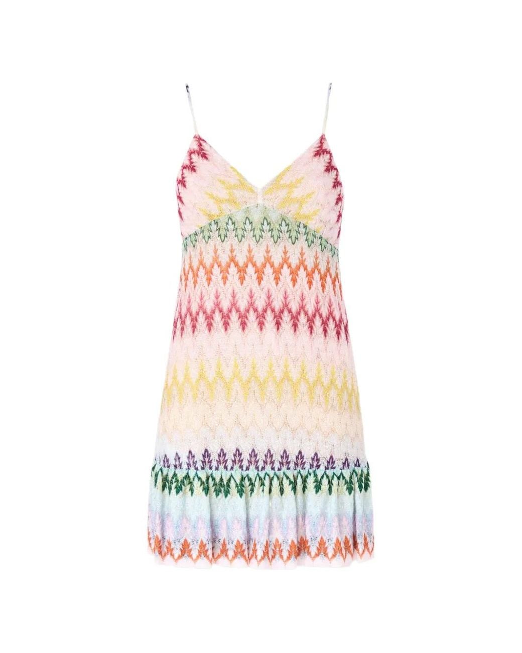 Missoni White V-Neck Chevron-Pattern Mini Dress