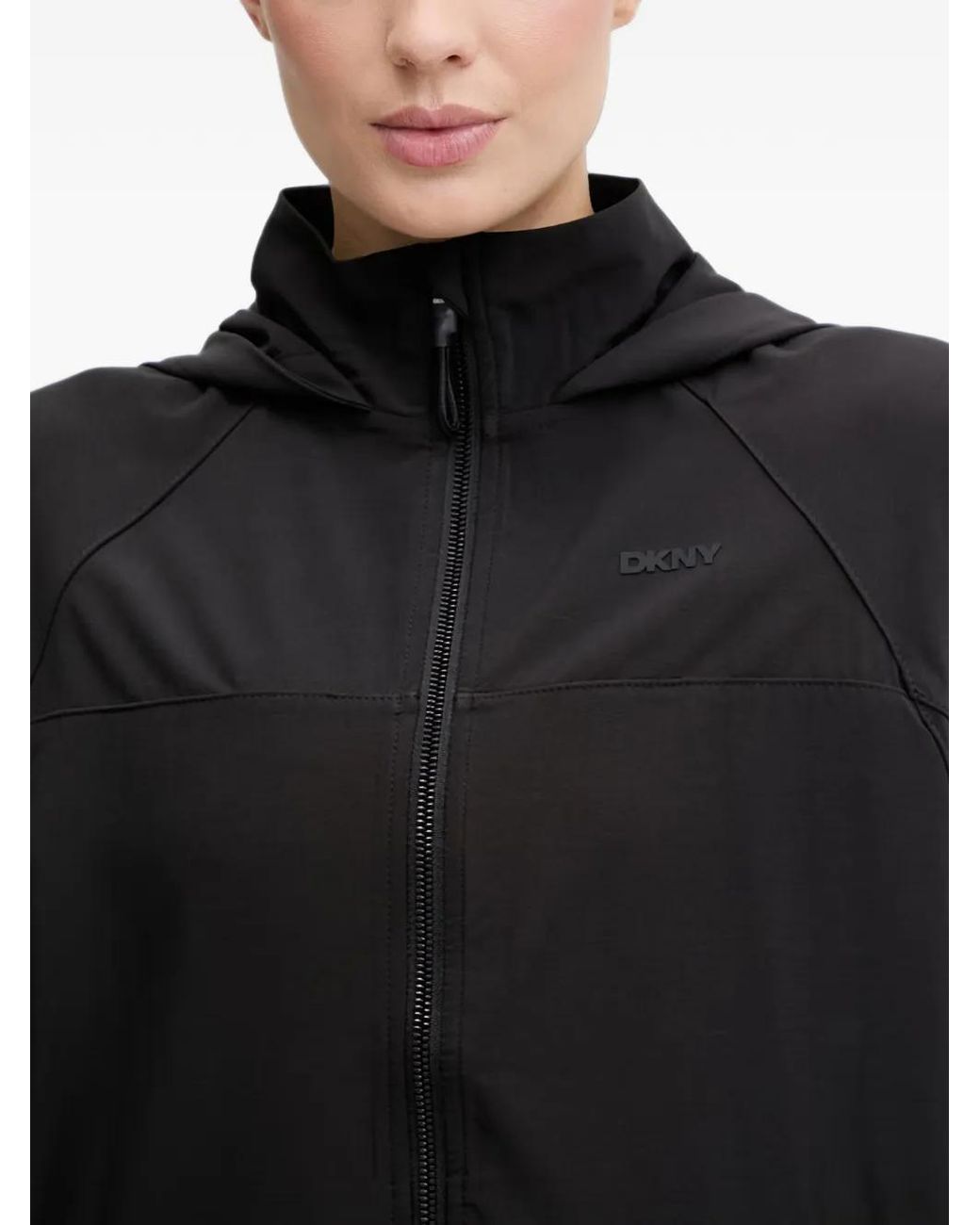 DKNY Black Zip Hooded Jacket