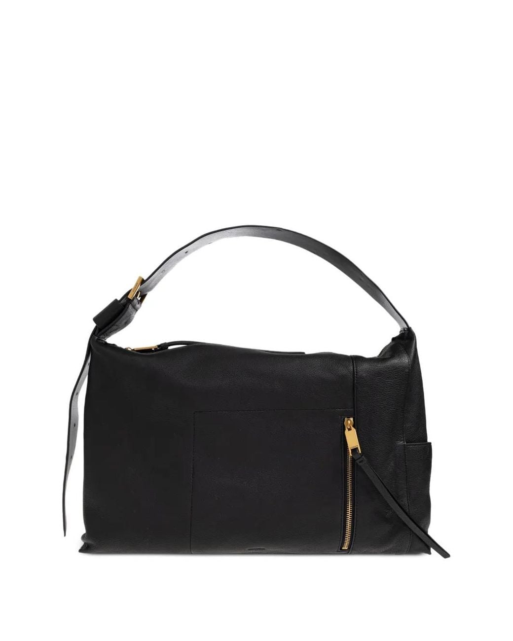 AllSaints Black Zip-Fastening Leather Shoulder Bag
