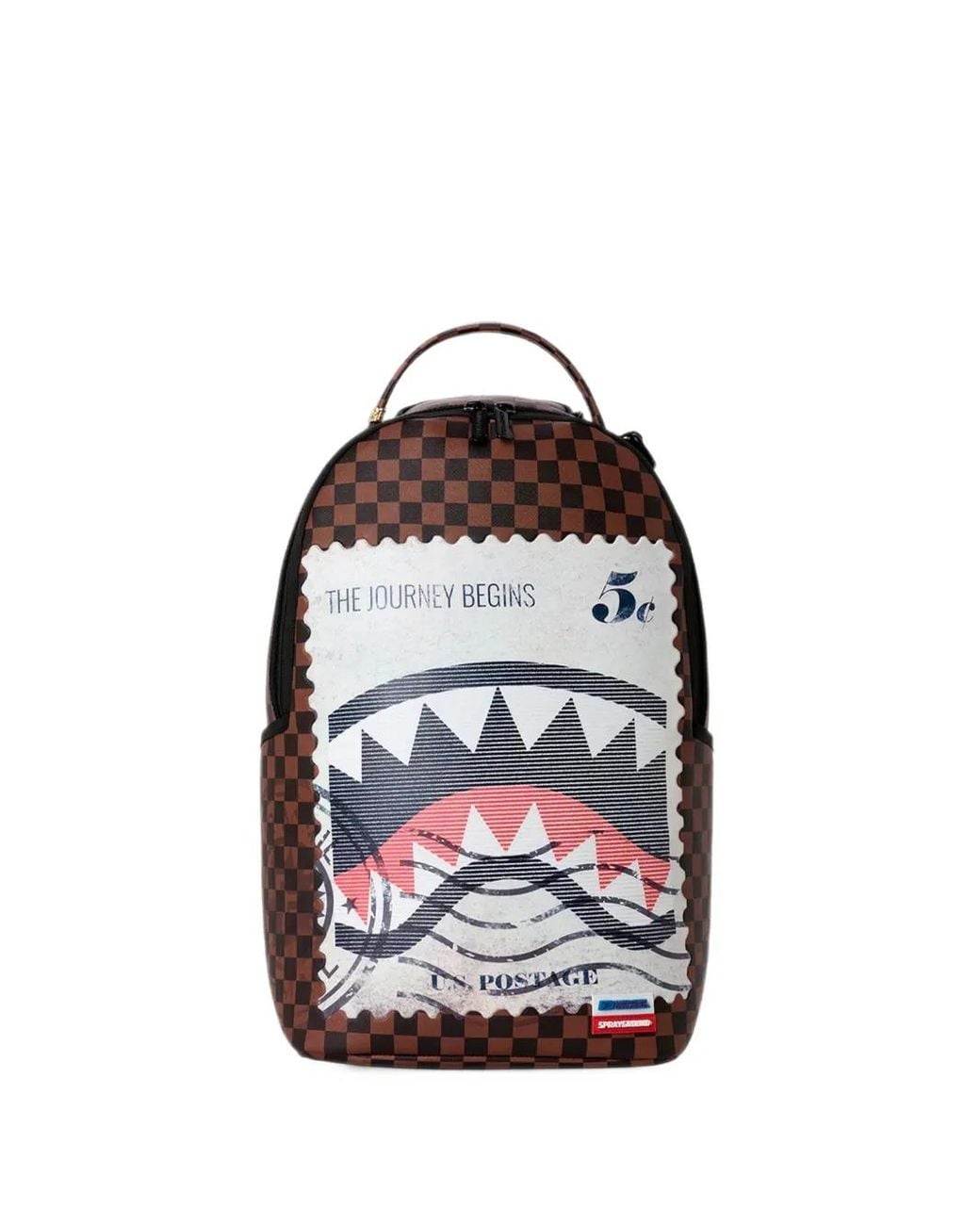 Sprayground Blue Usps Shark Stamp Graphic-Print Backpack for men