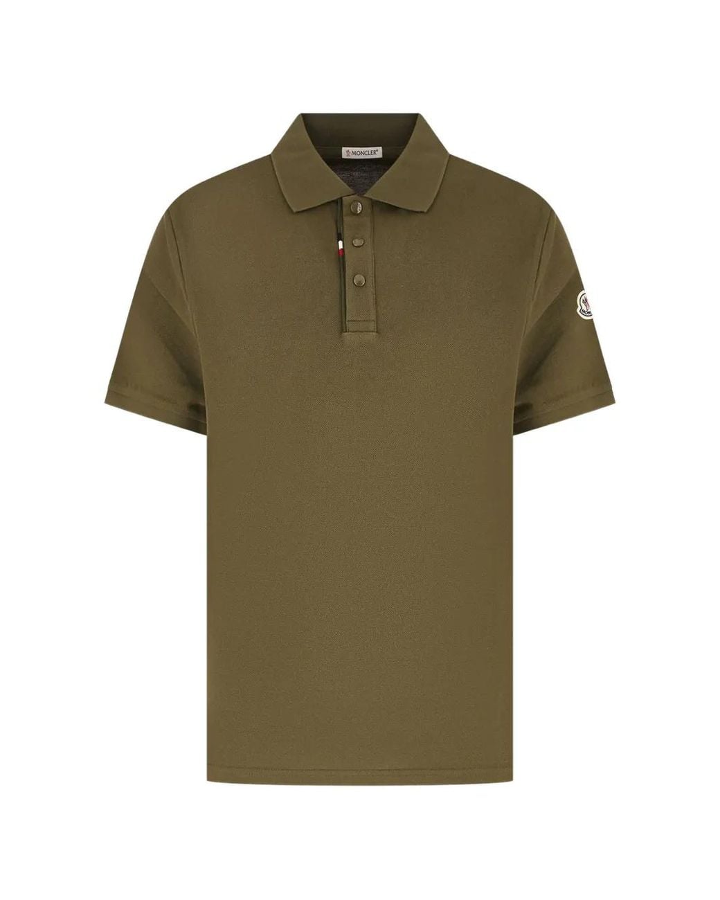Moncler Green Logo-Patch Polo Shirt for men