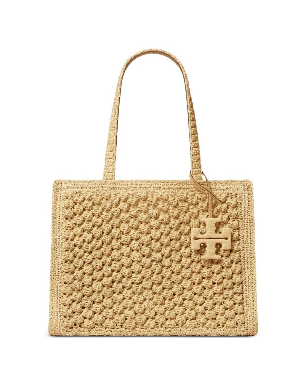 Tory Burch Natural Small Ella Hand-Crocheted Popcorn Tote