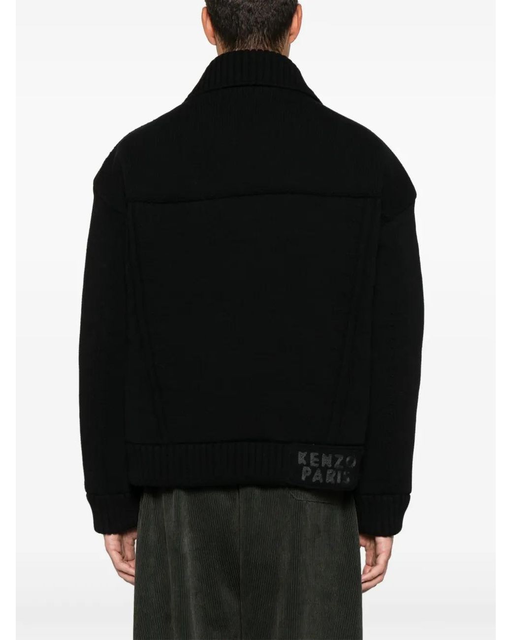 KENZO Black Knitted Down Jacket for men