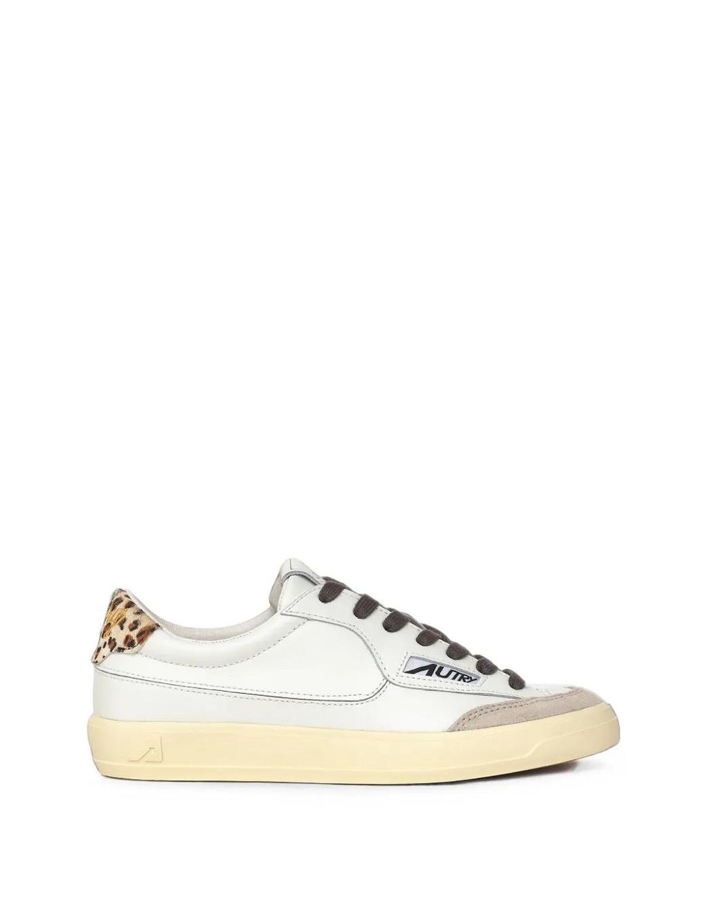 Autry White Windscape Leopard-Print Leather Sneakers