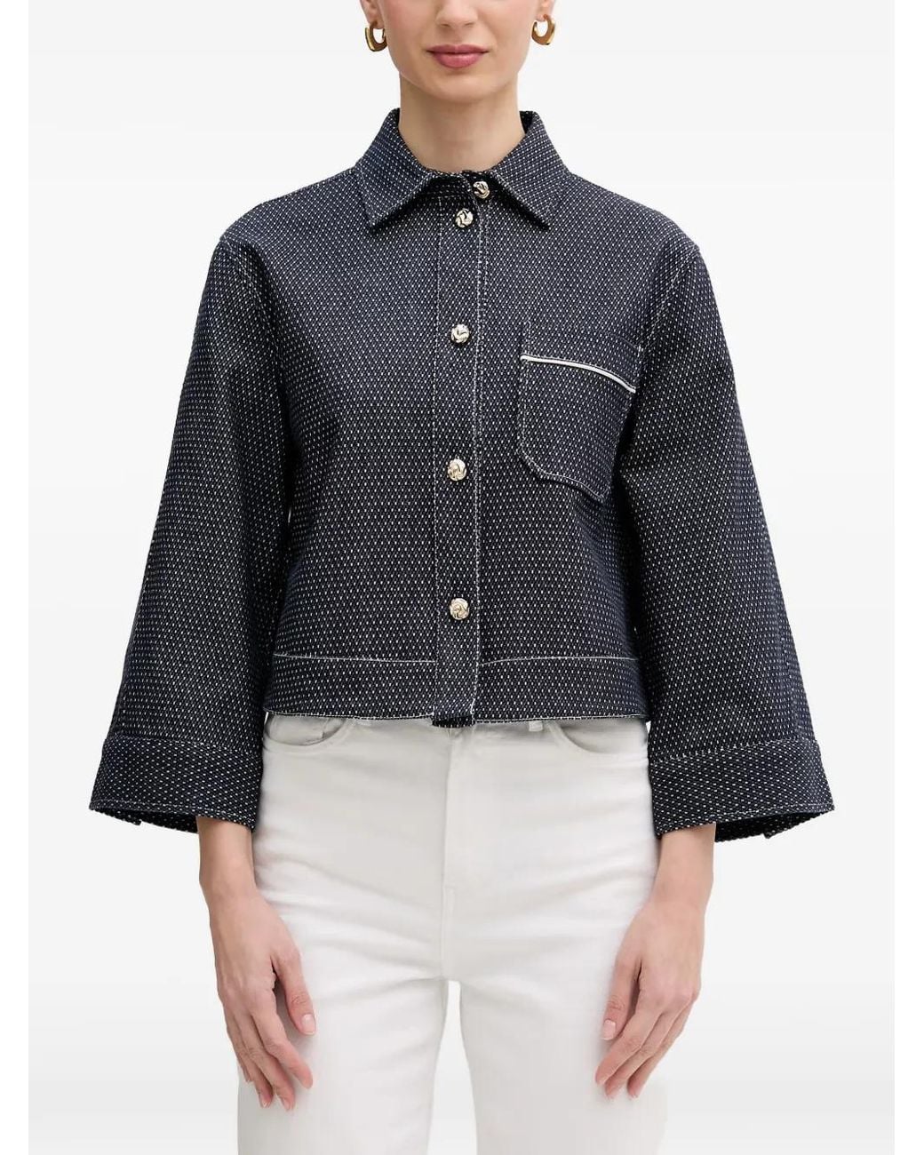 Mos Mosh Blue Patterned Button-Up Jacket