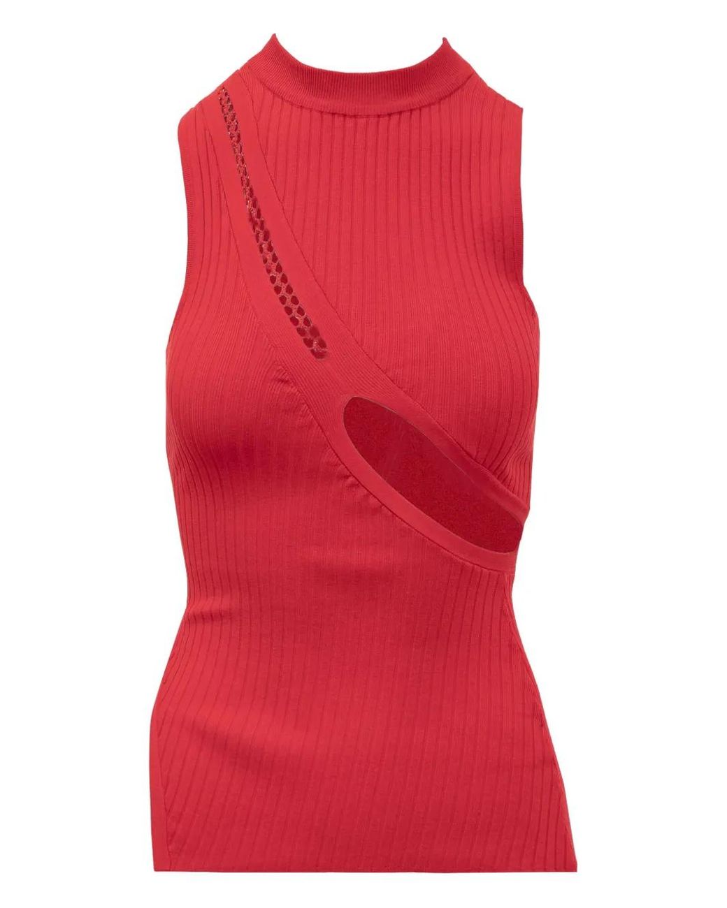 The Attico Geribbelde Tanktop in het Red