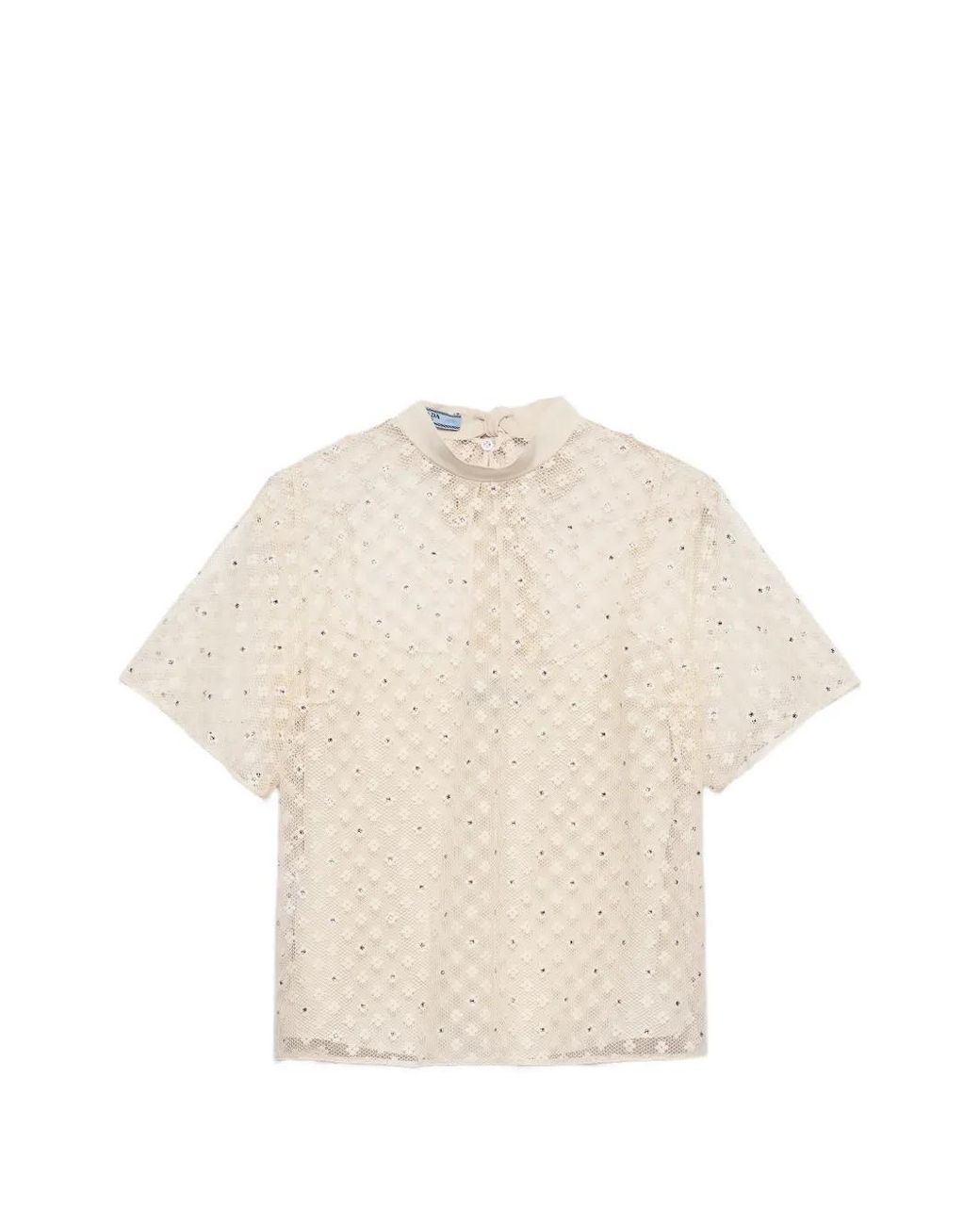 Prada Natural Oberteil Mit Spitze