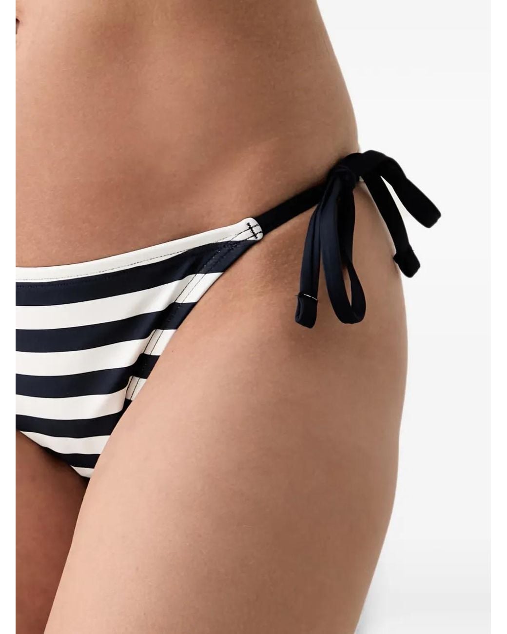 MICHAEL Michael Kors Black Striped Logo-Plaque Bikini