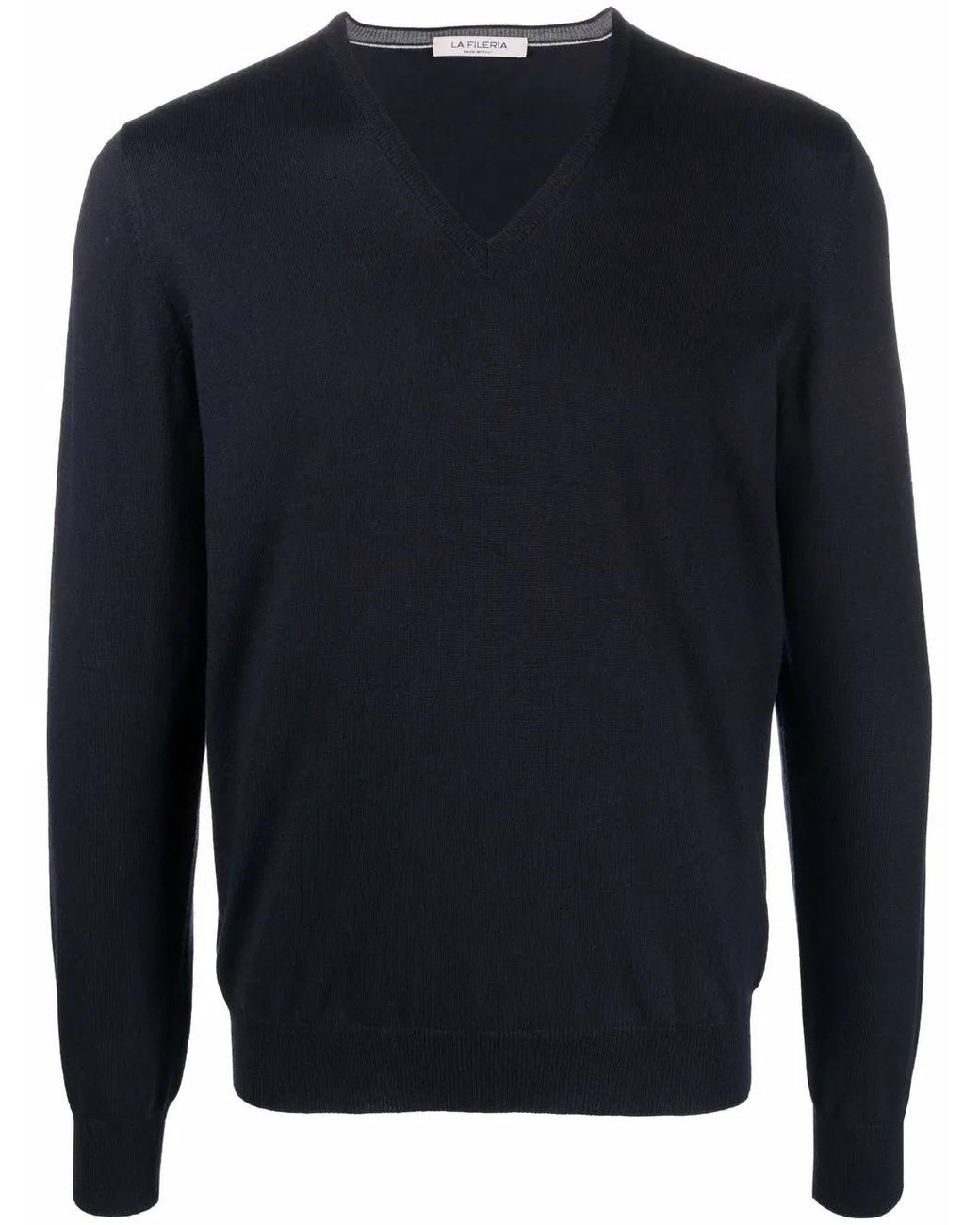 Fileria Blue Wool V-Neck Jumper for men