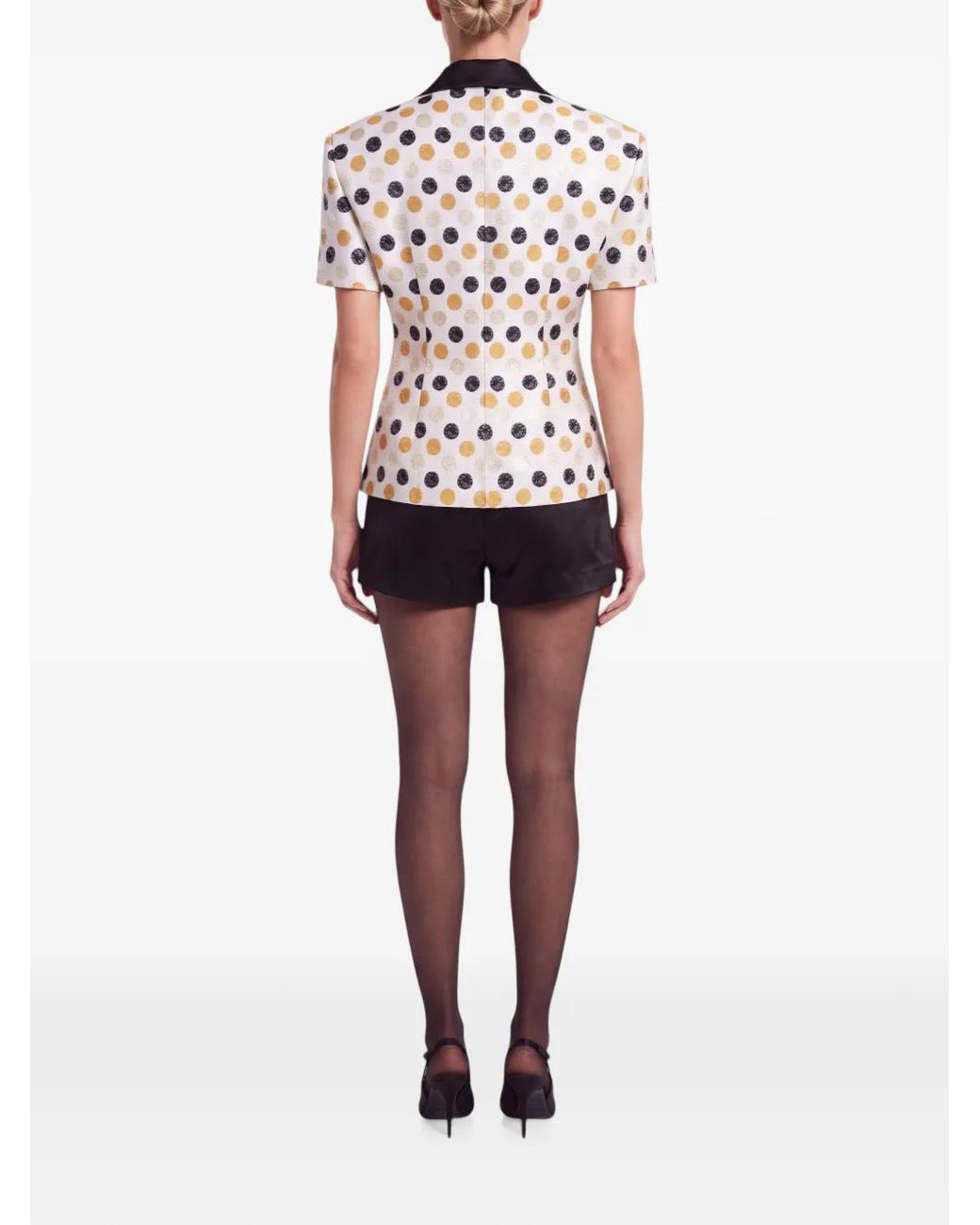 POST MERIDIEM White Polka-Dot Bow-Detail Jacket