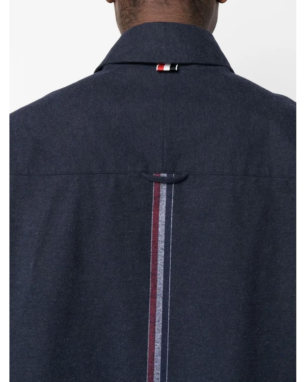 Thom Browne Overhemd Met Logopatch in het Blue voor heren