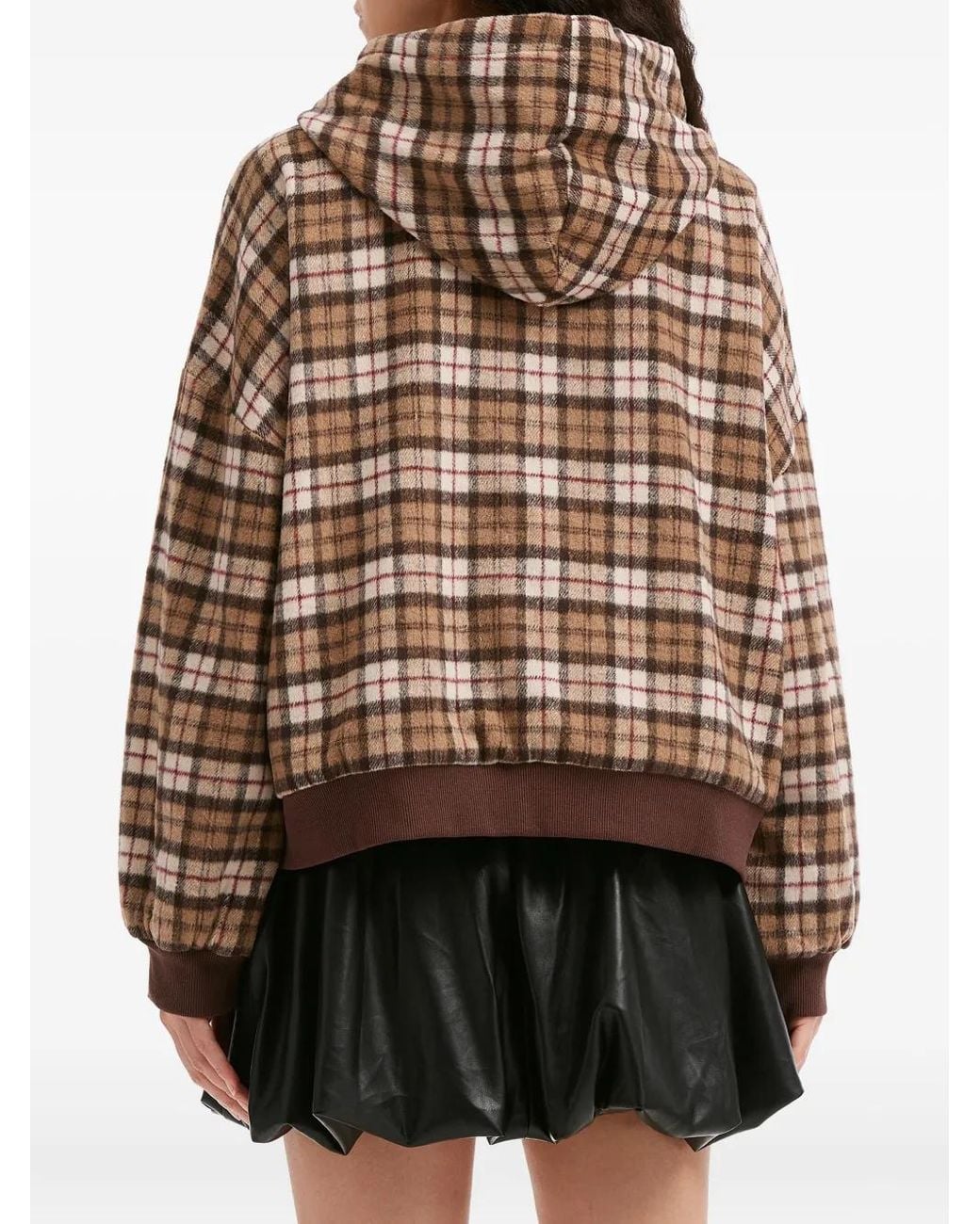 B+ AB Brown Check-Pattern Hoodie