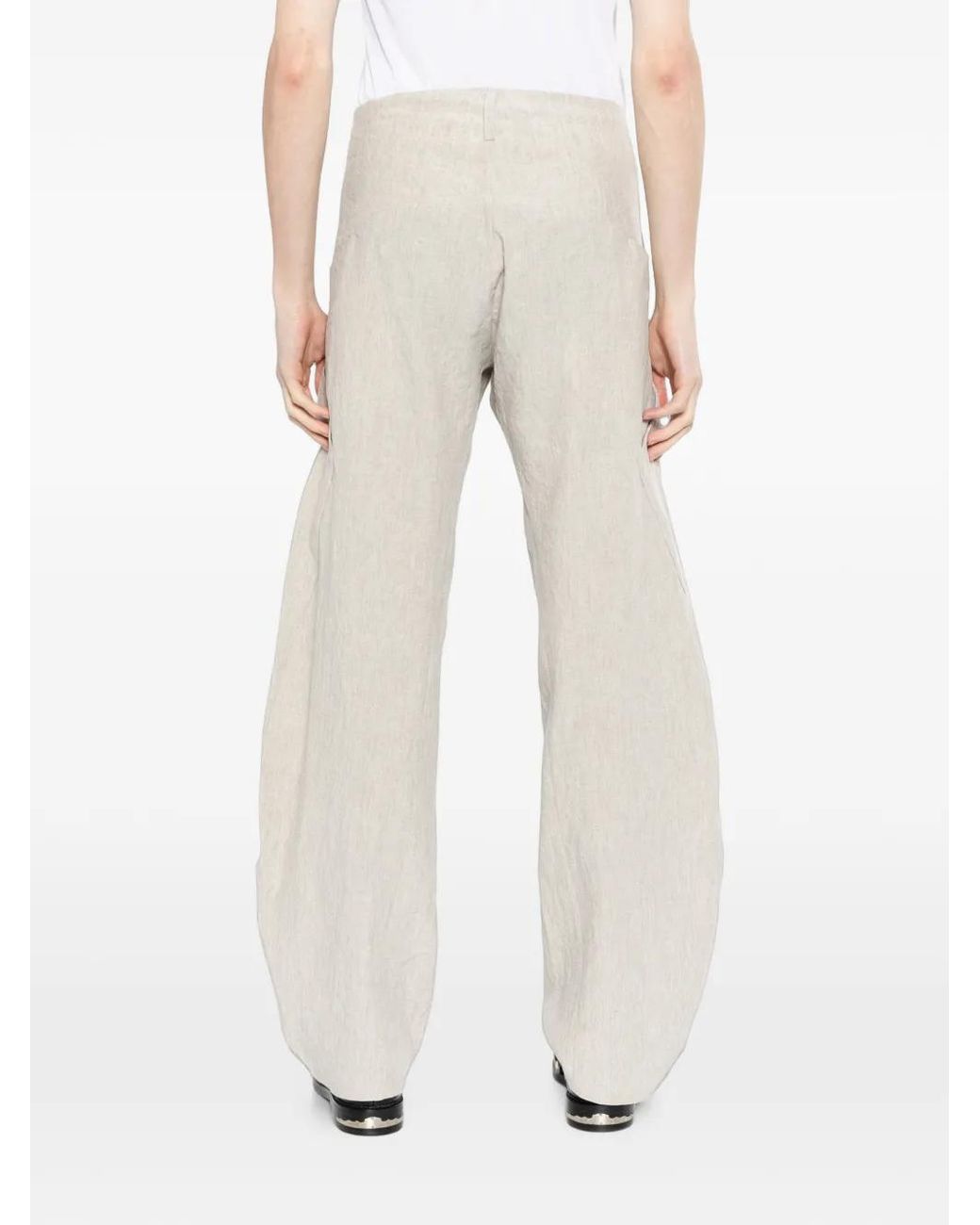 Ma+ White Cross-Embossed Trousers for men