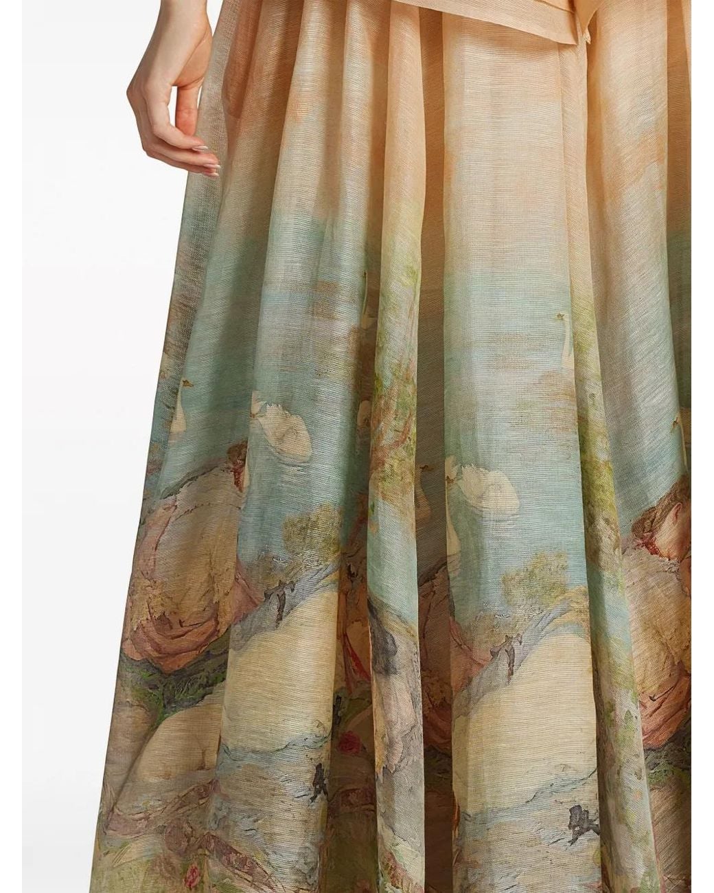 Zimmermann Natural Lyrical Endormies-Print Silk Gown