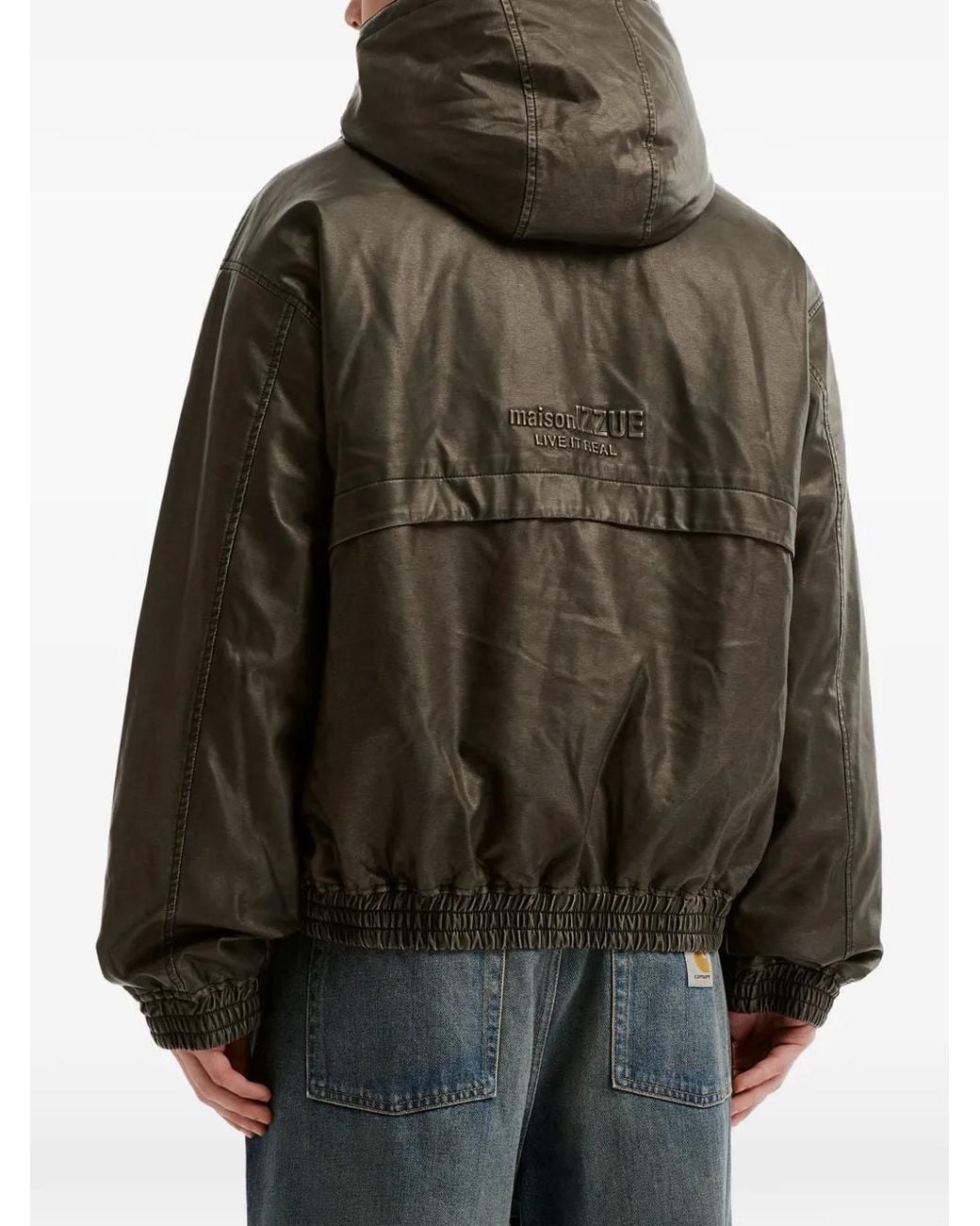 Izzue Black Toggle-Fastening Hooded Jacket for men