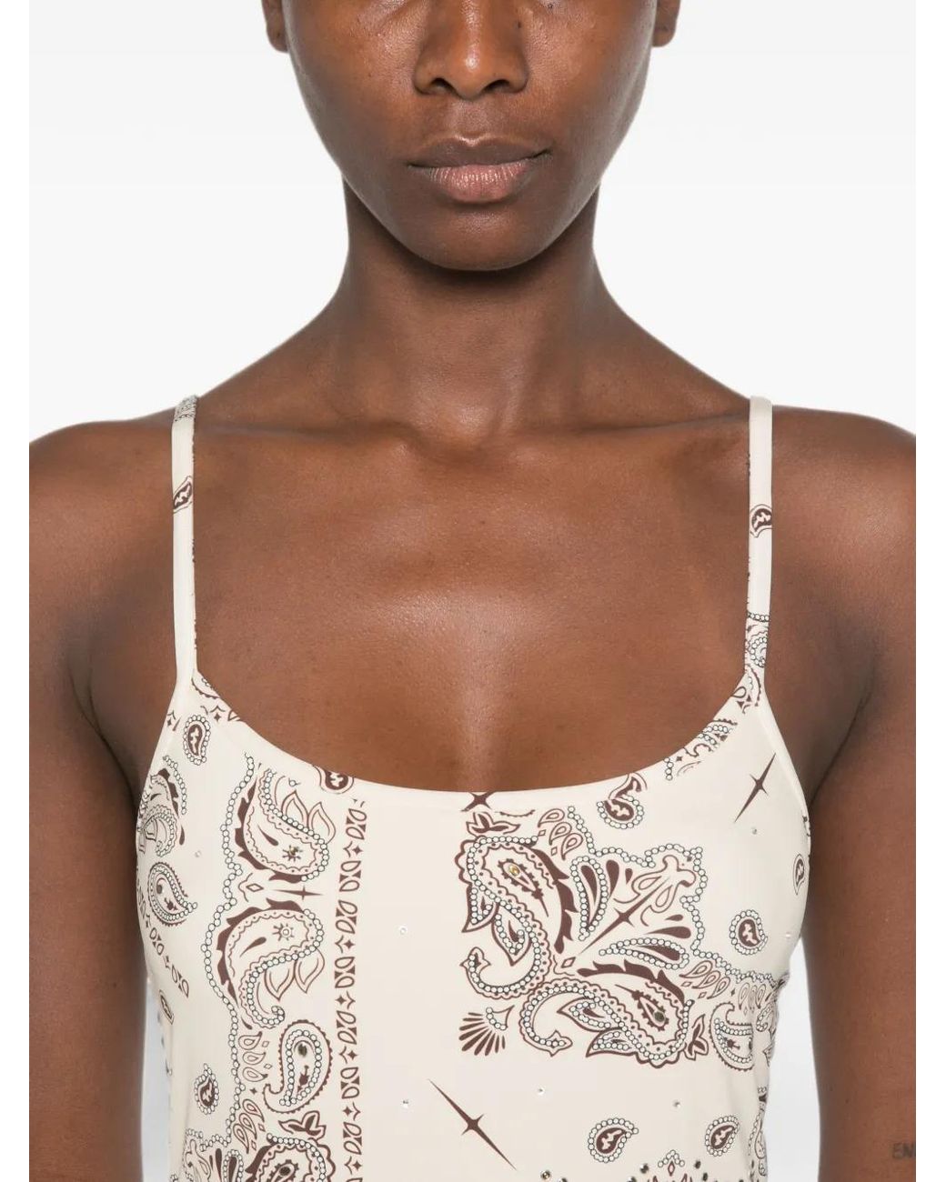 VENUJA White Paisley-Print Rhinestone-Embellished Mini Dress