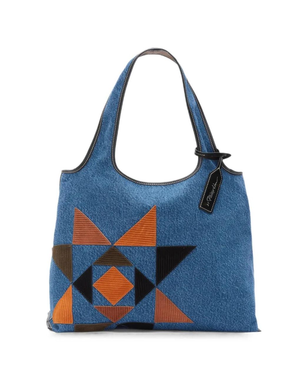 3.1 Phillip Lim Blue Mini Suede-Patchwork Tote Bag
