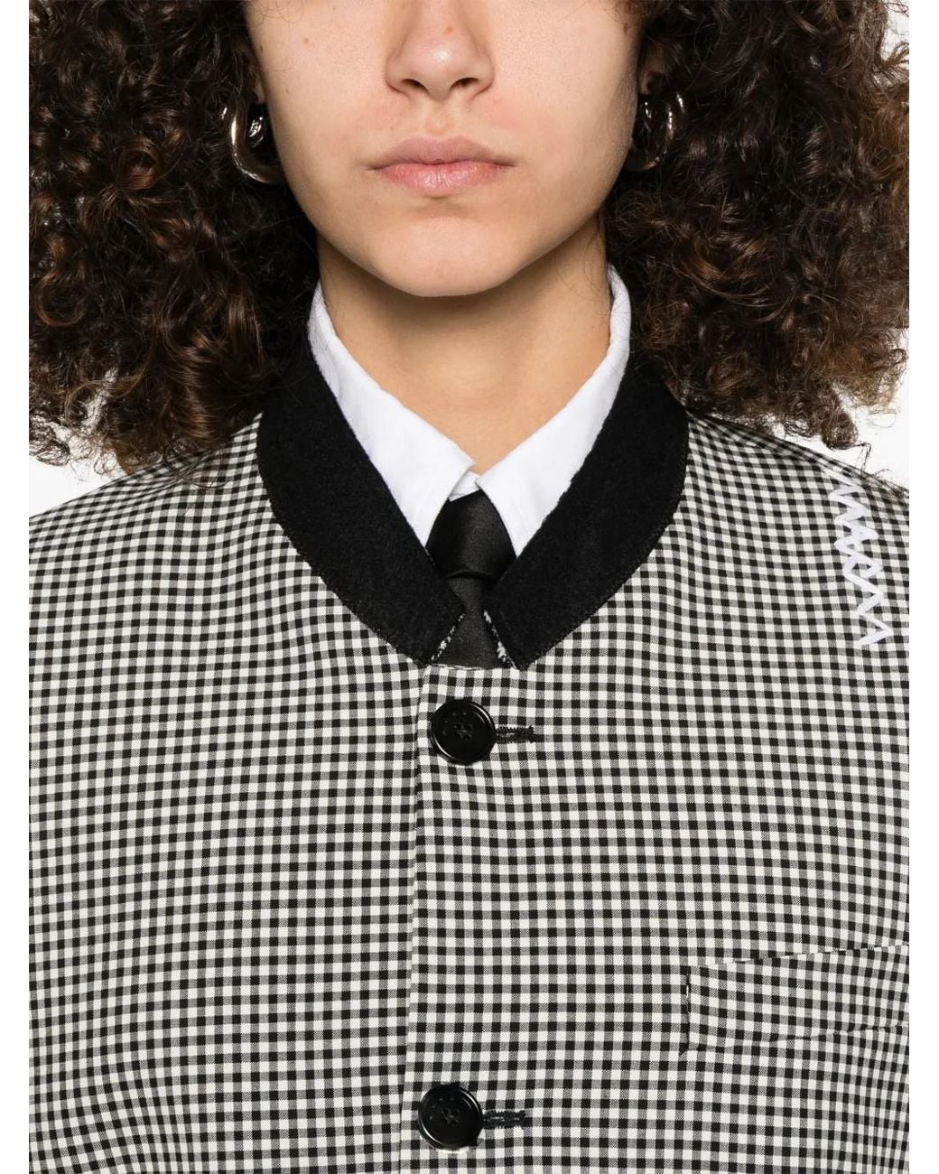 Marni Gray Gingham-Pattern Jacket