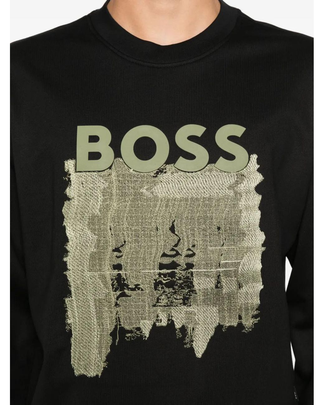 Boss Black Logo-Print Cotton Sweatshirt for men