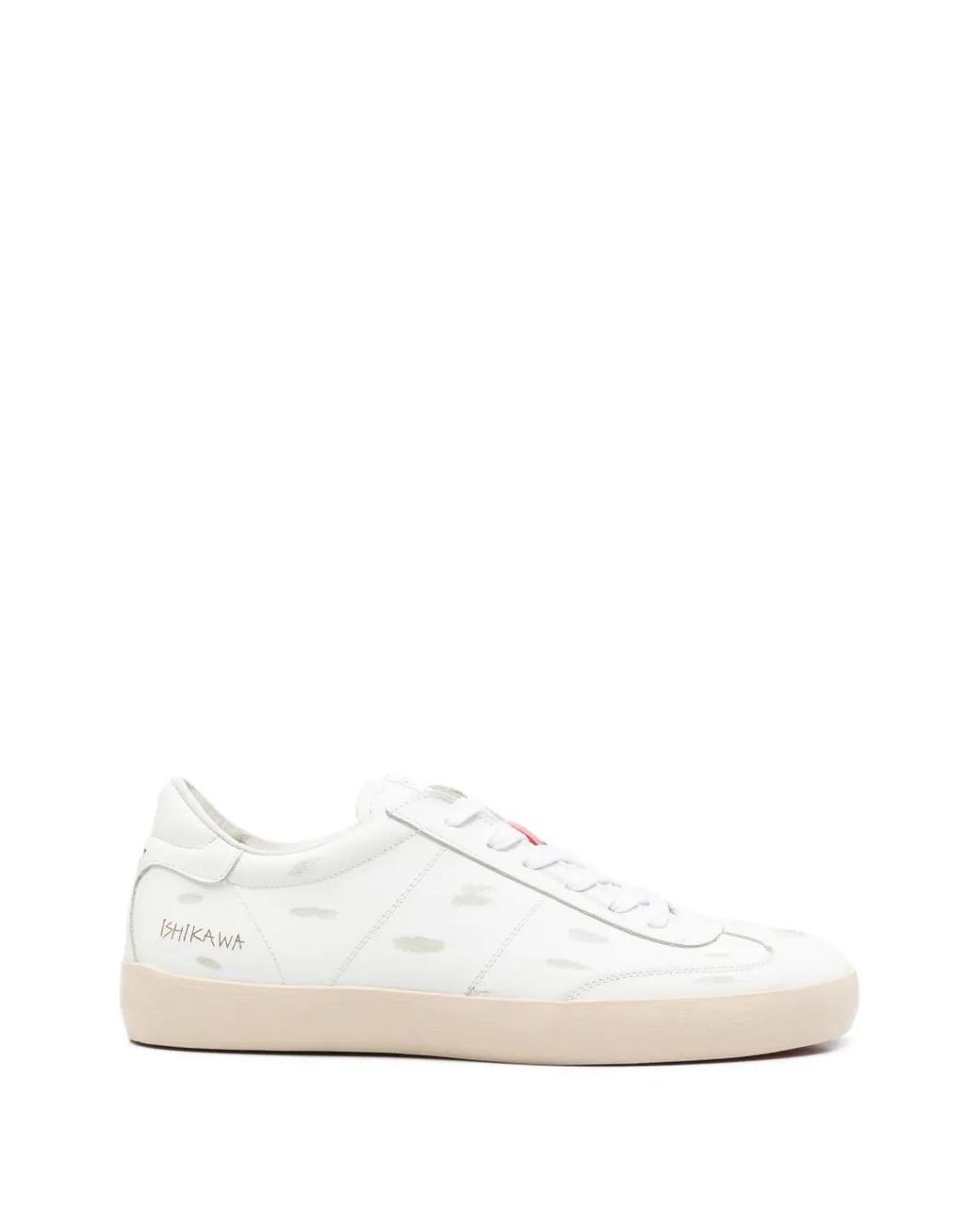 Ishikawa White No Star Leather Sneakers for men