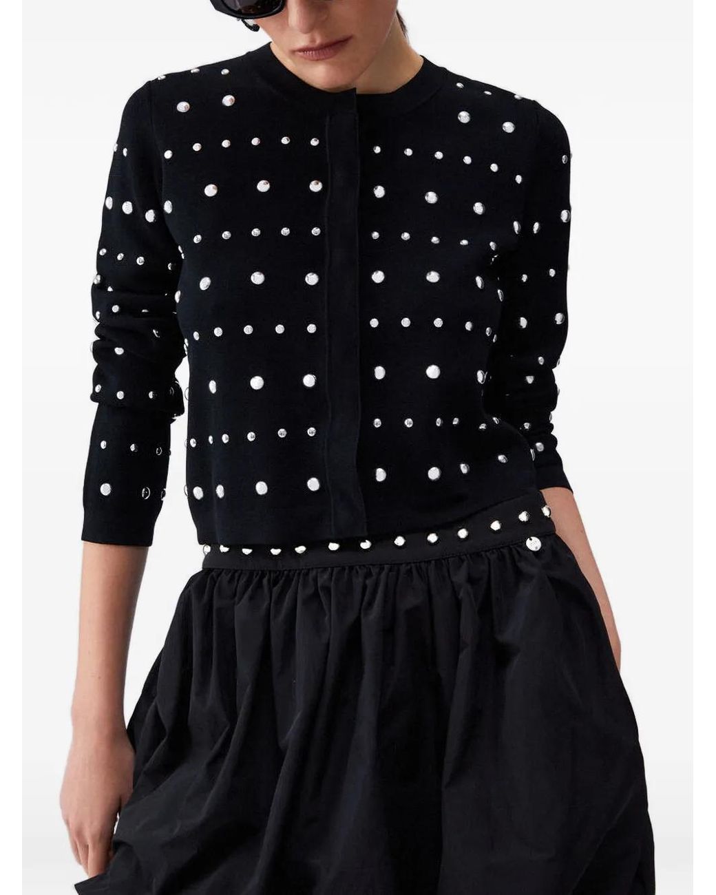 Liu Jo Black Cardigan With Rhinestones