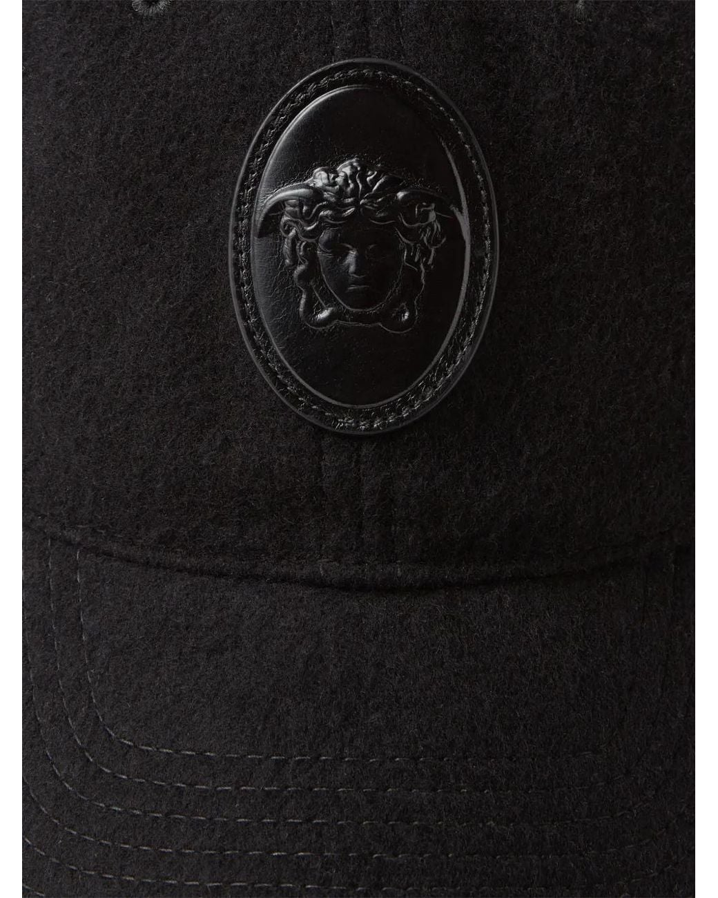 Versace Black Cashmere & Wool Baseball Cap