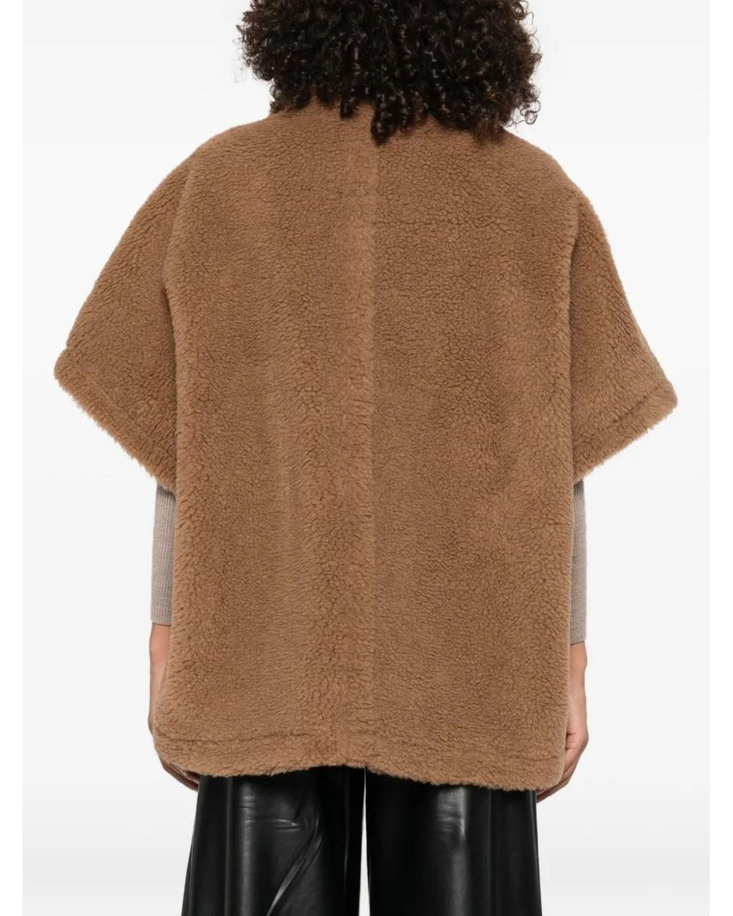 Veste Façon Cape À Effet Peau Lainée Max Mara en coloris Brown