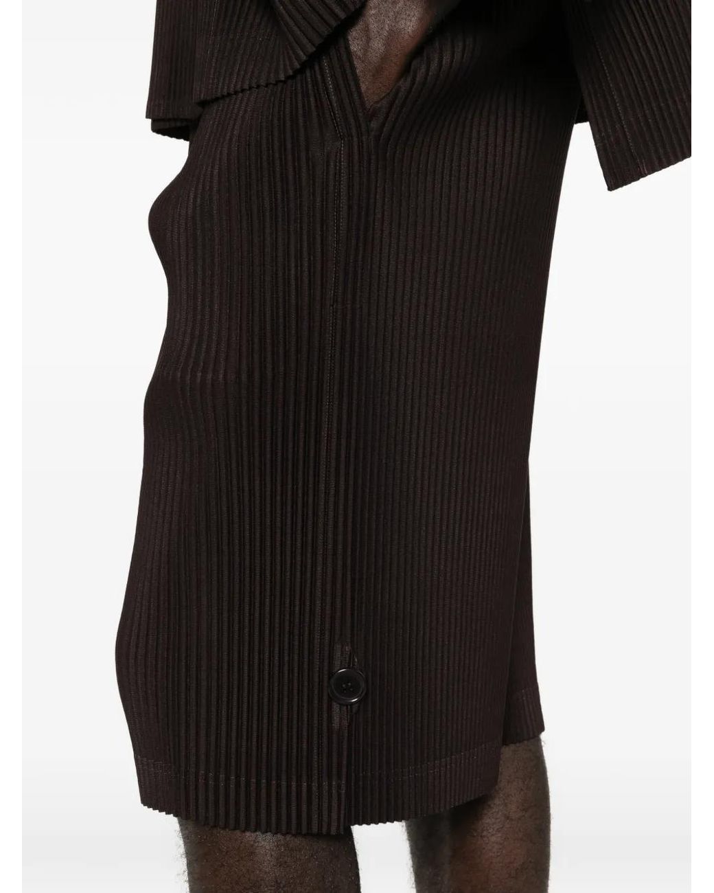 Homme Plissé Issey Miyake Black Pleated Shorts for men