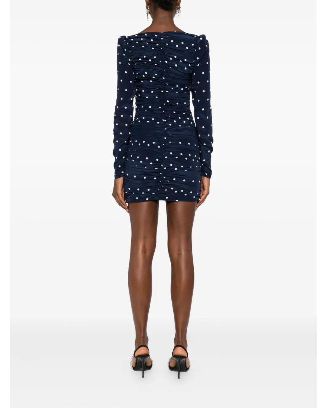 Alessandra Rich Blue Polka-Dot Bow Mini Dress