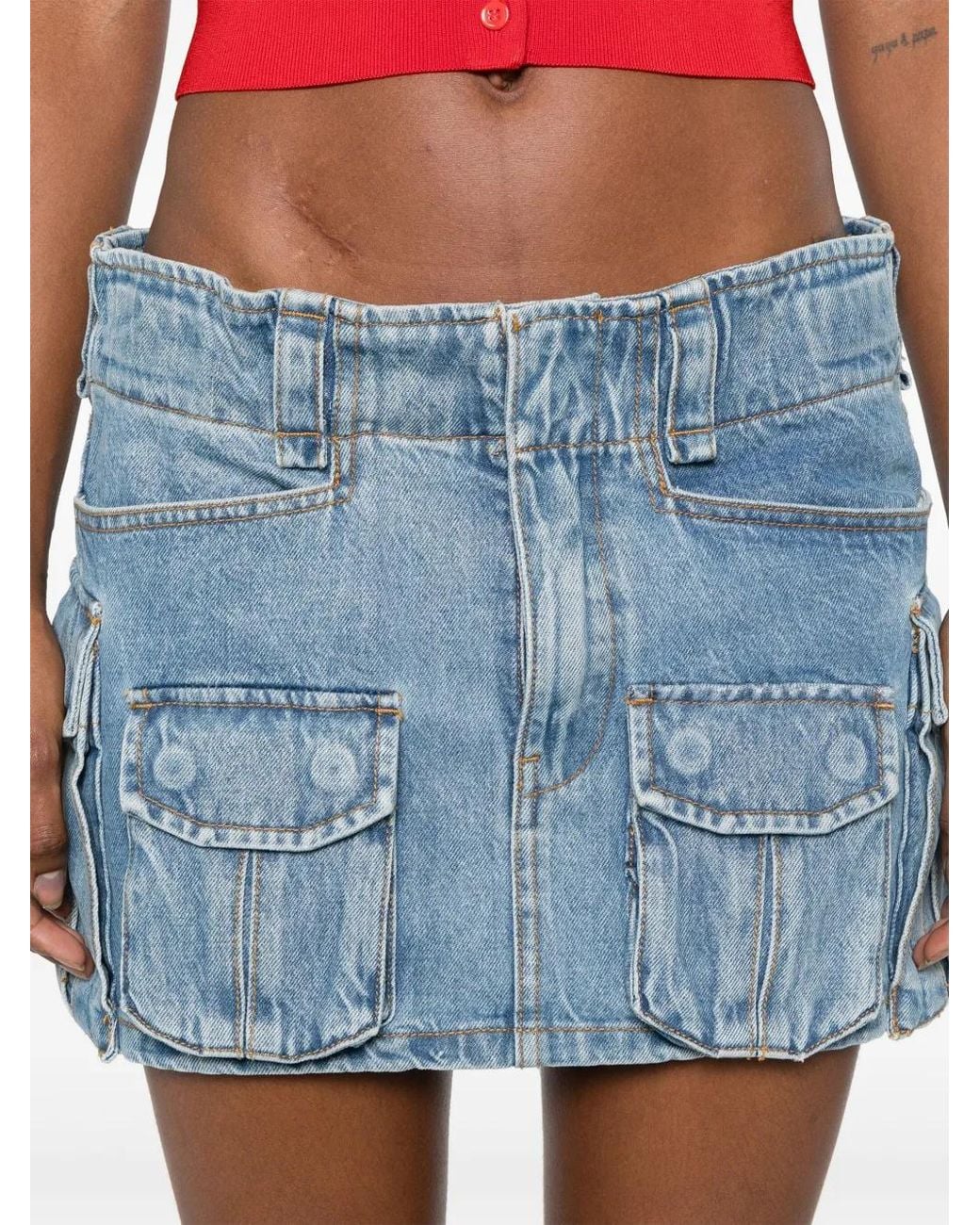 Alexander Wang Mid Waist Mini-Rok in het Blue