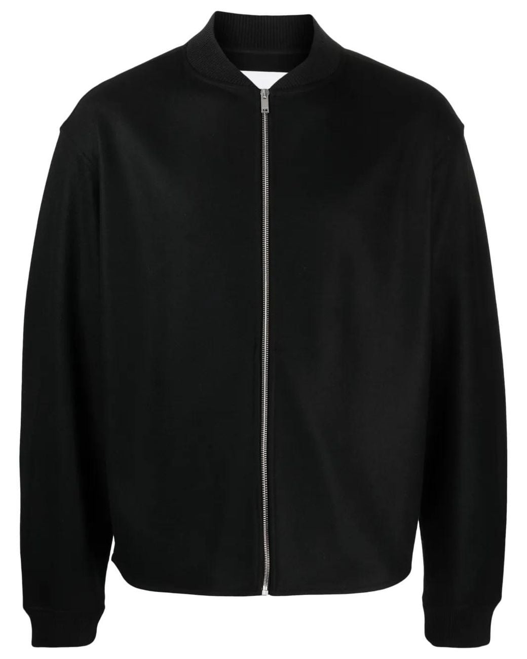 Jil Sander Black Band-Collar Wool Bomber Jacket for men