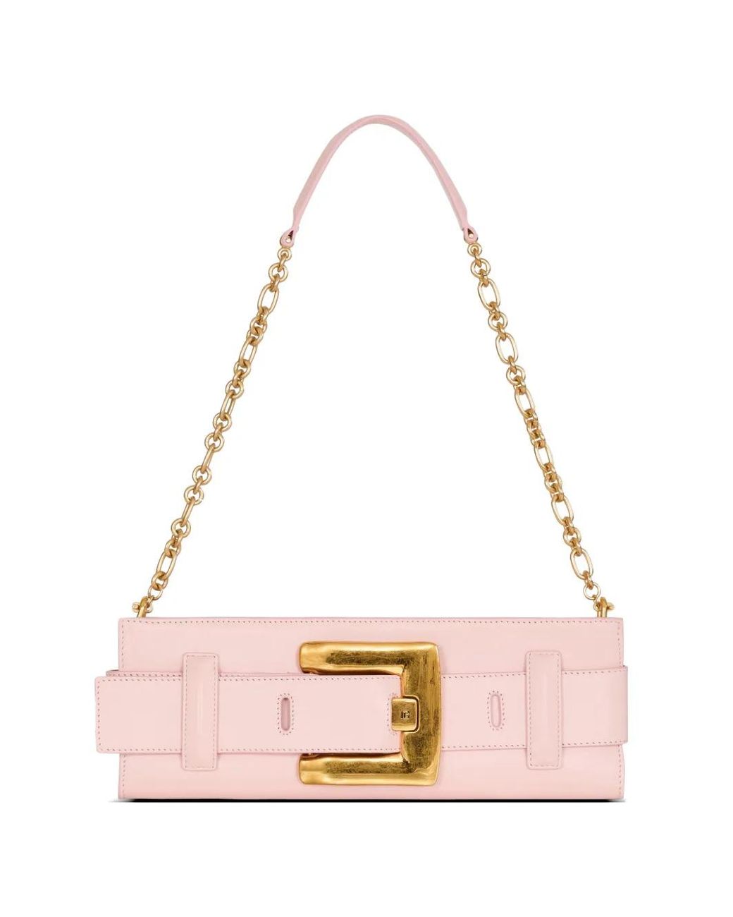 Balmain Pink Anthem Smooth Leather Clutch