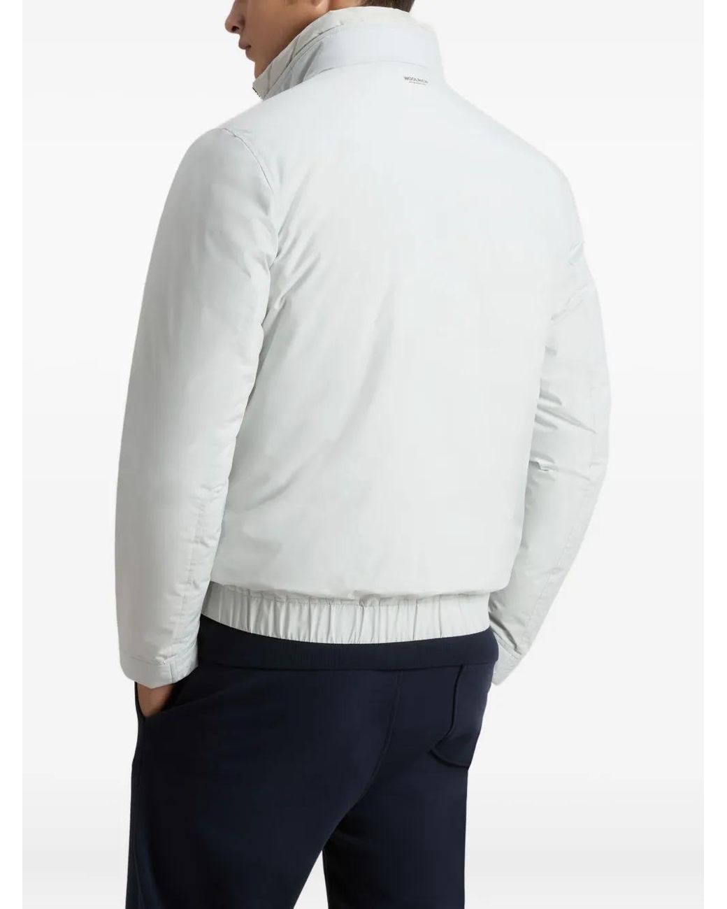 Woolrich White Quilted Zip-Front Bomber Jacket for men