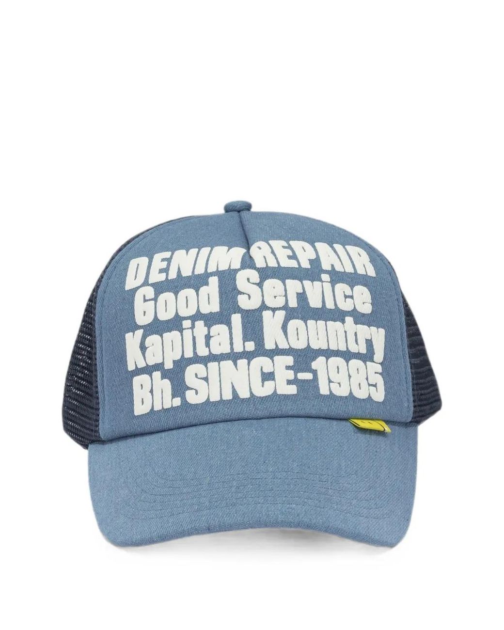 Kapital Blue Logo-Print Mesh-Panel Cap for men