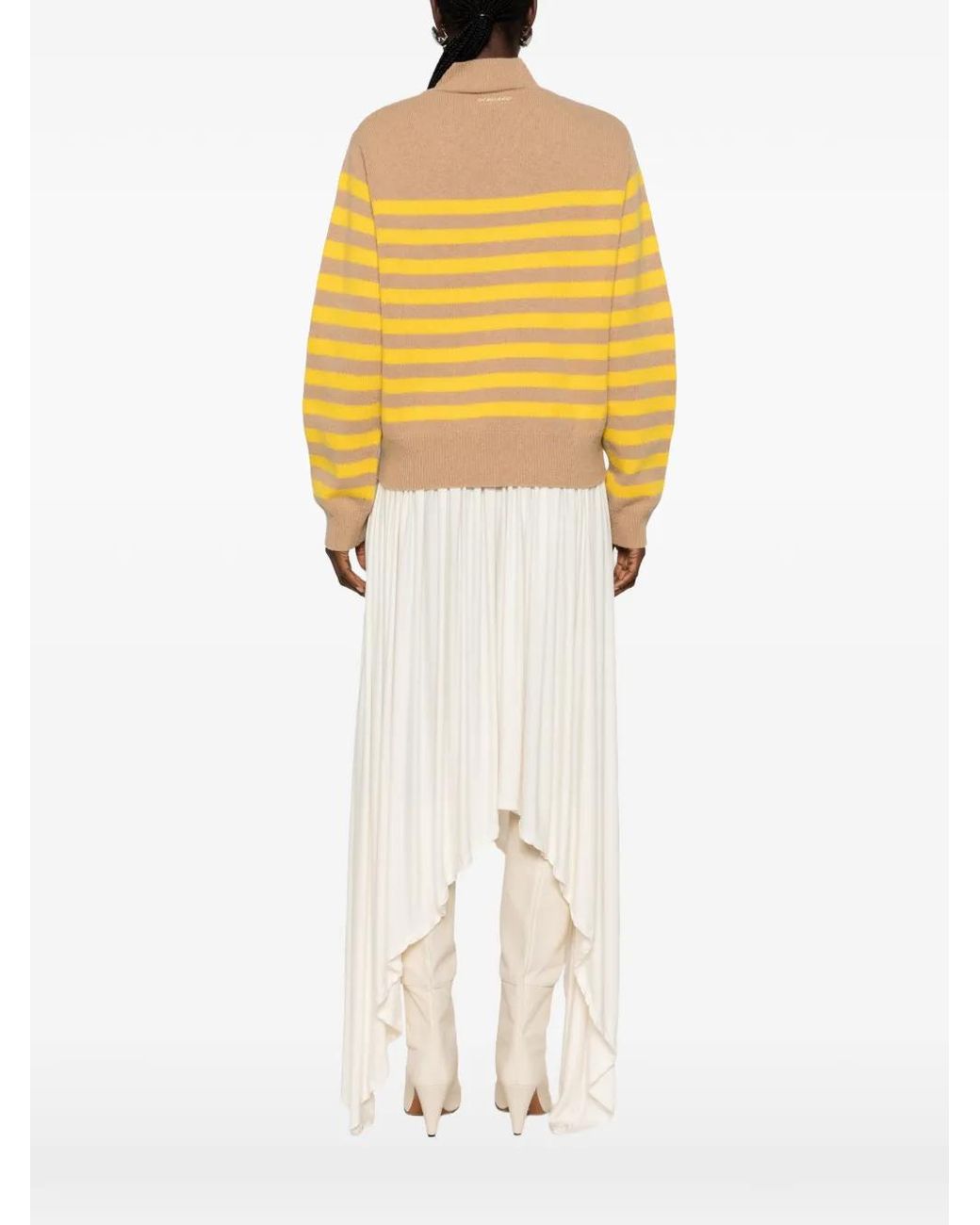 ERMANNO FIRENZE Yellow Striped Embroidered Sweater