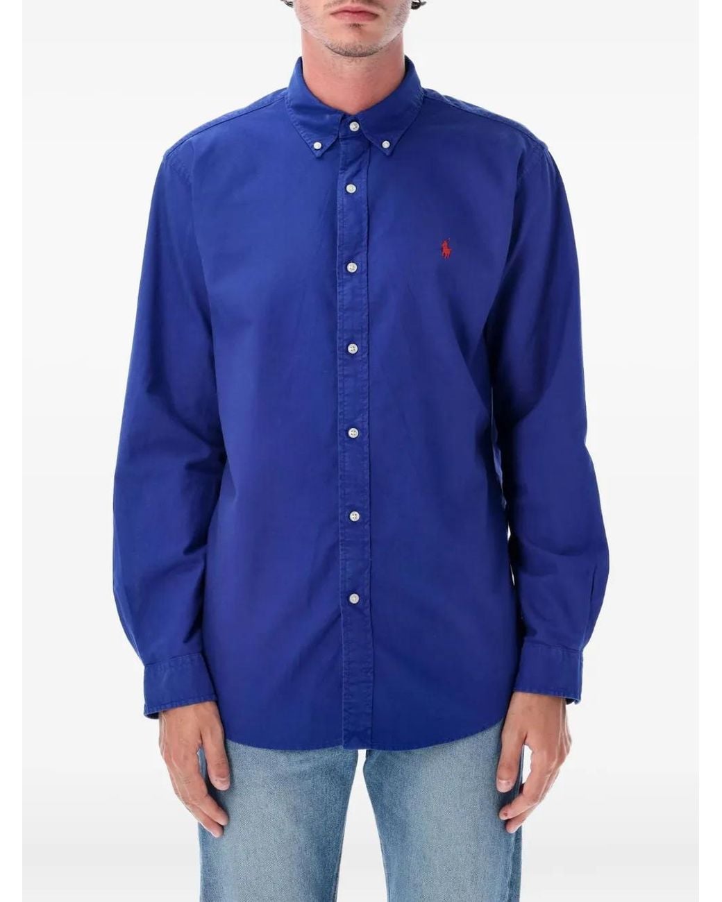 Polo Ralph Lauren Blue Long-Sleeve Button-Down Shirt for men