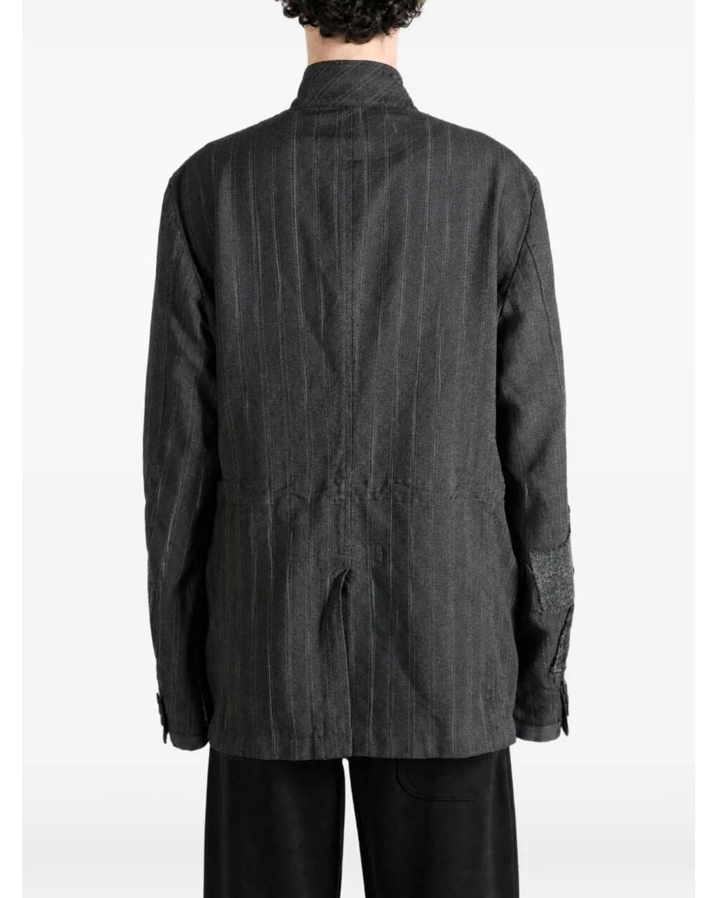 Junya Watanabe Black Patchwork Pinstripe-Pattern Jacket for men