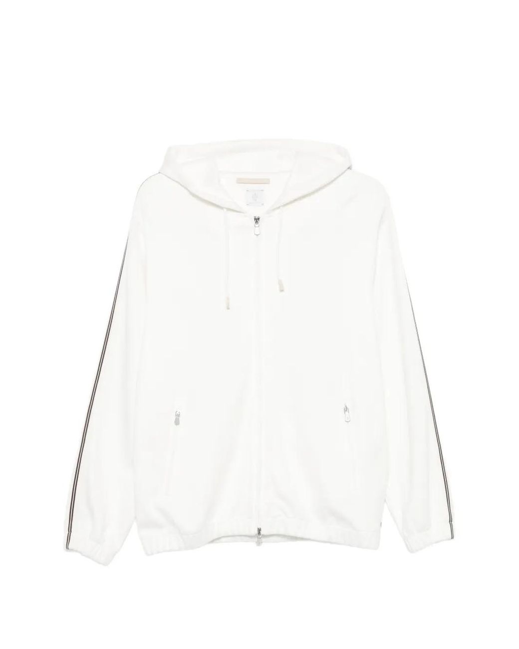 Eleventy White Side-Stripe Hoodie for men